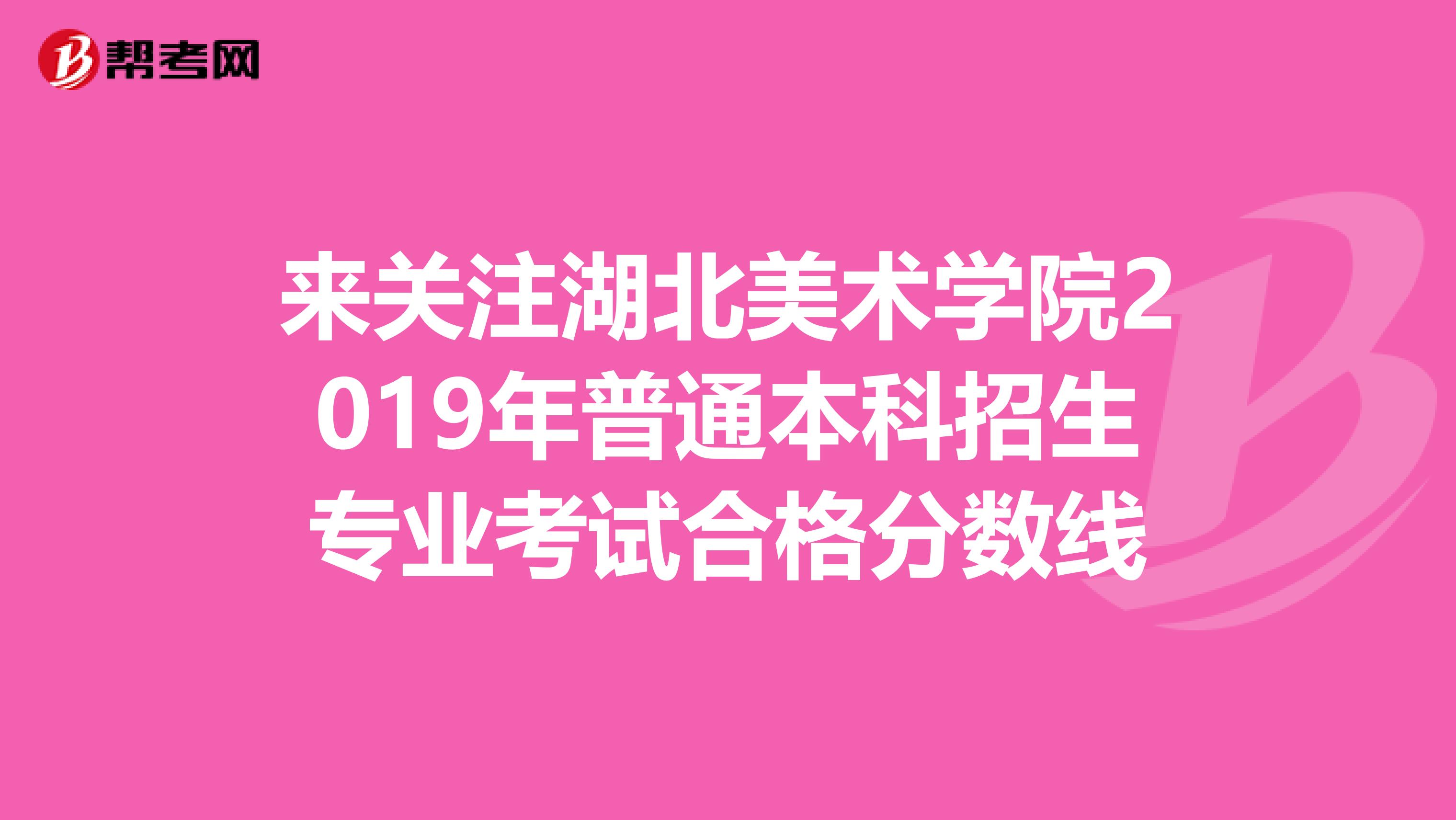 来关注湖北美术学院2019年普通本科招生专业考试合格分数线