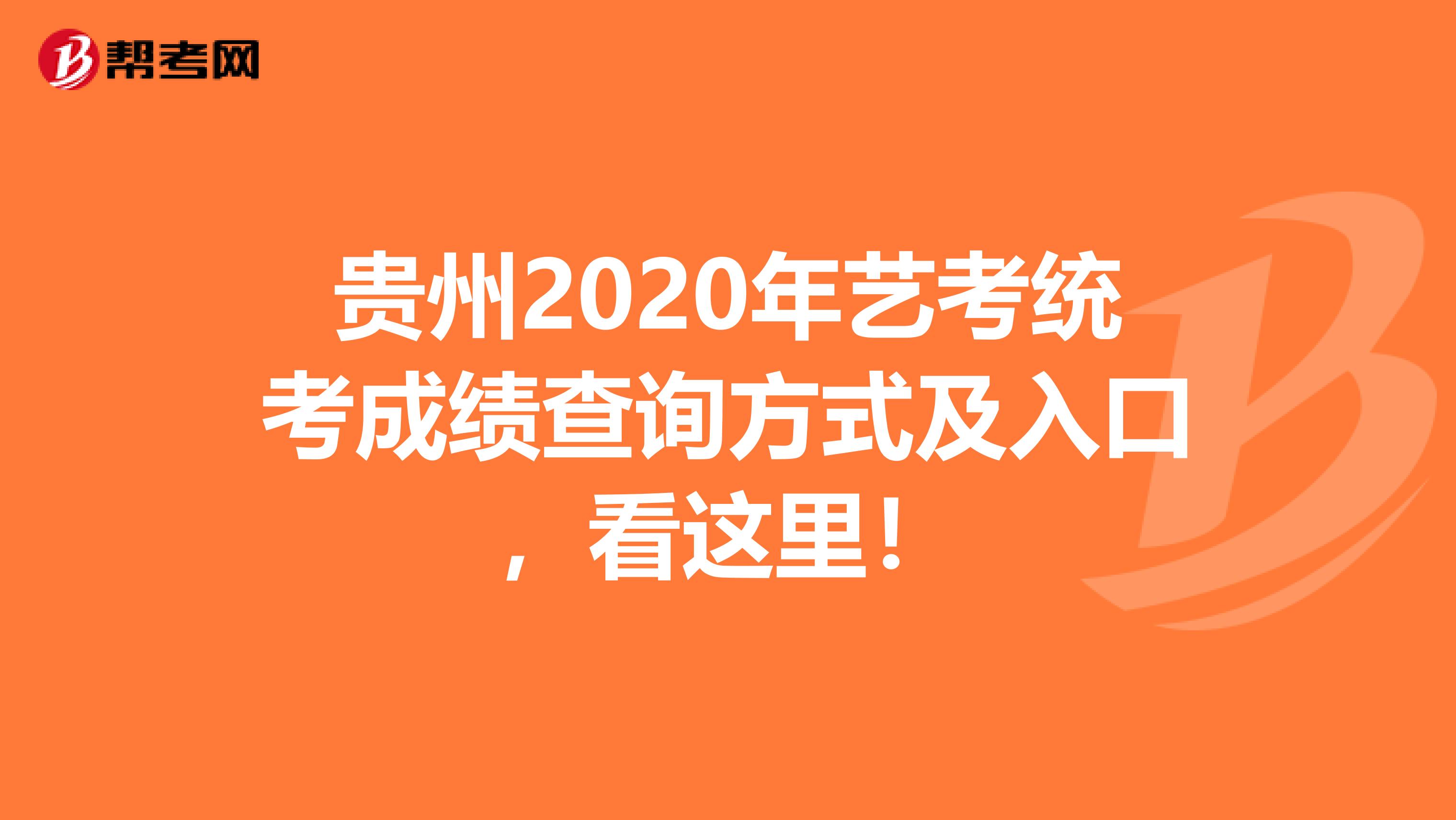 贵州2020年艺考统考成绩查询方式及入口，看这里！