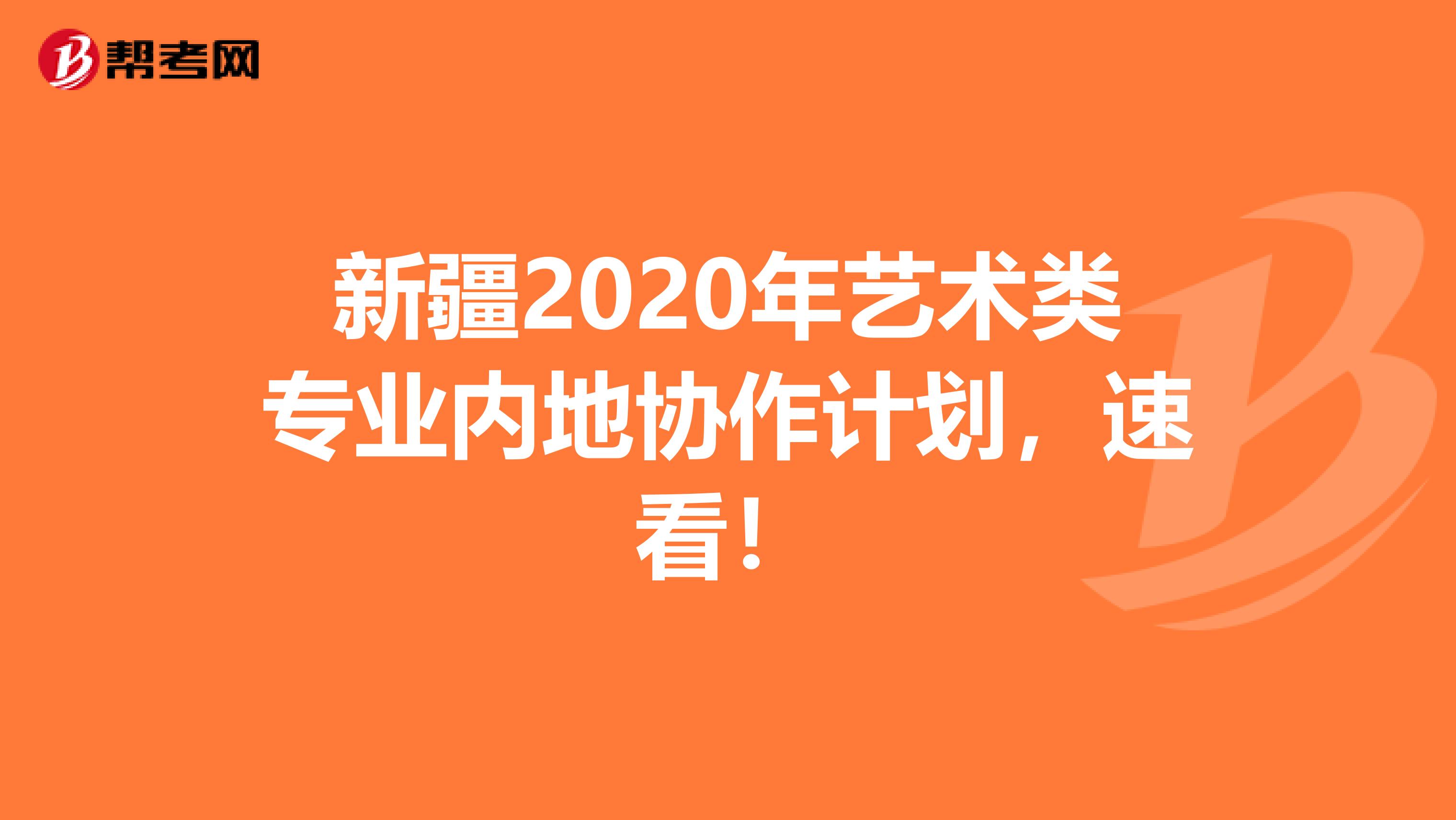 新疆2020年艺术类专业内地协作计划，速看！