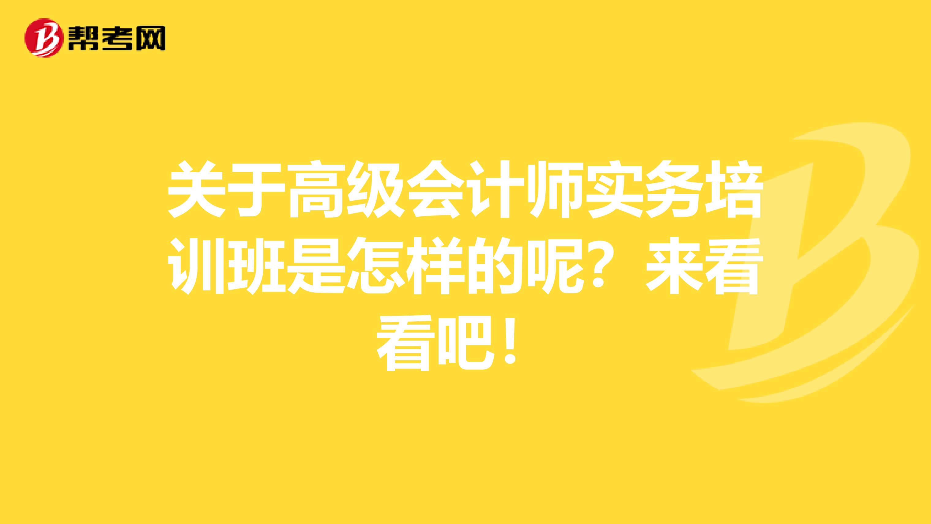 关于高级会计师实务培训班是怎样的呢？来看看吧！