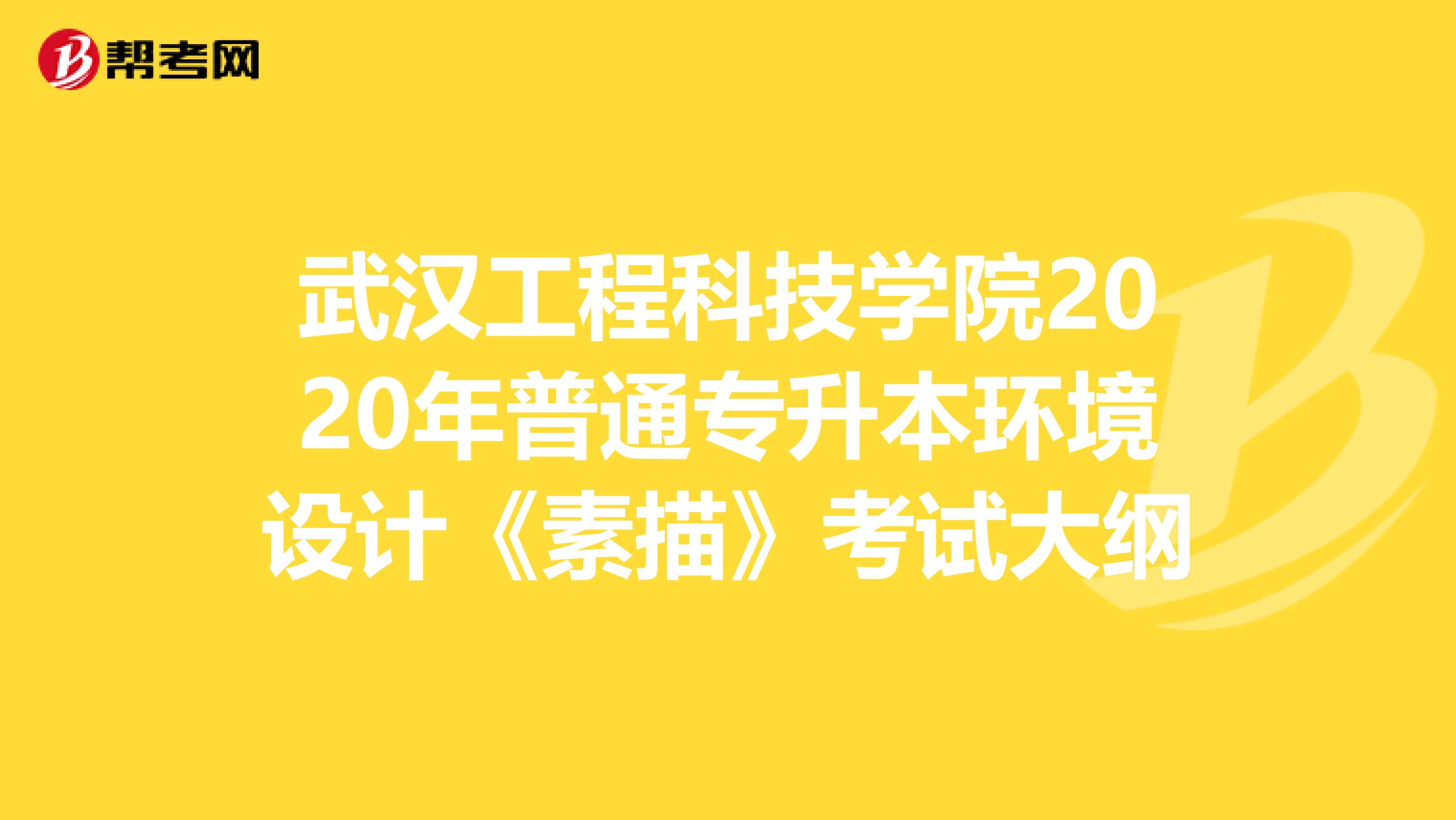 武汉工程科技学院2020年普通专升本环境设计《素描》考试大纲