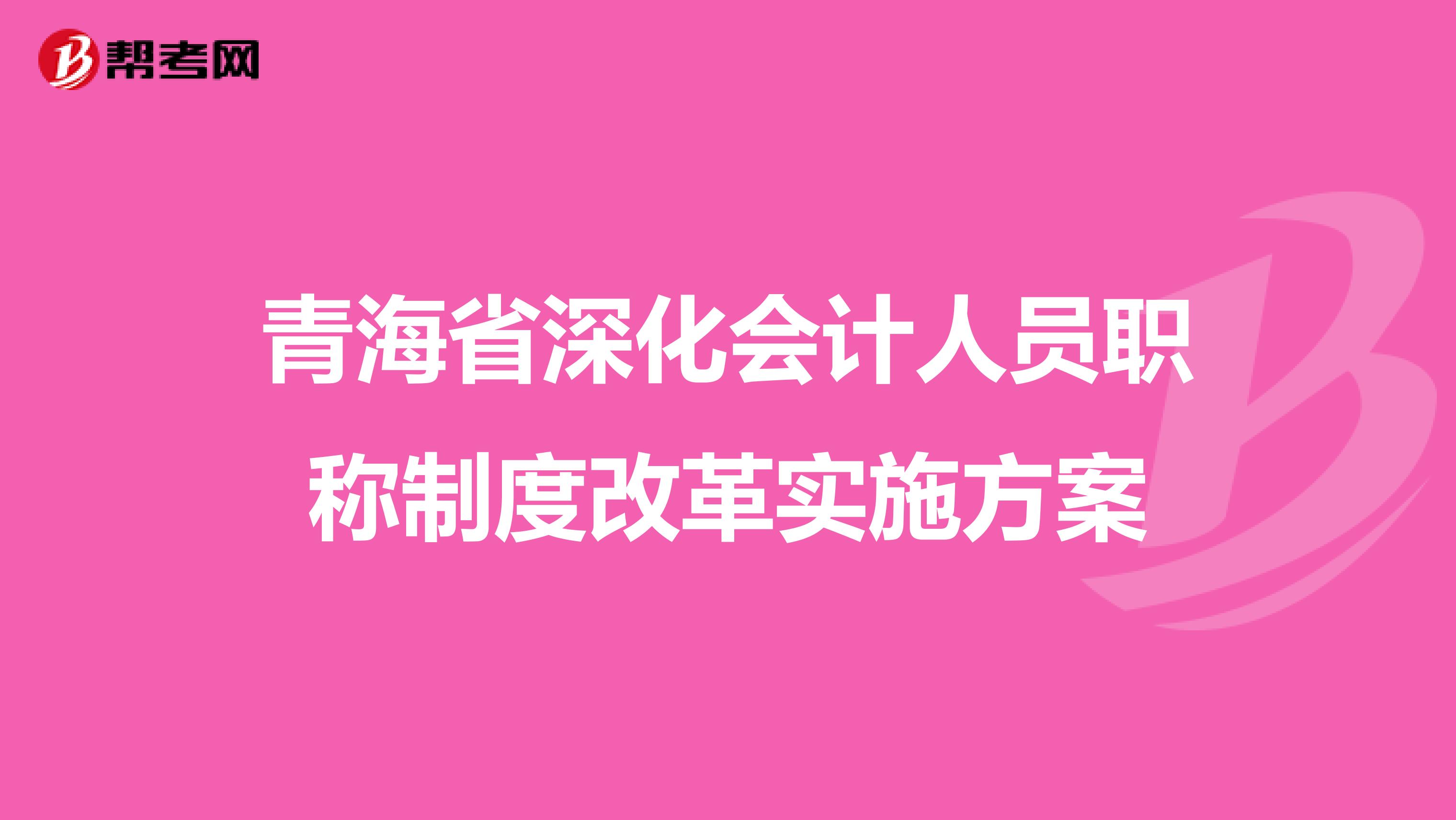 青海省深化会计人员职称制度改革实施方案