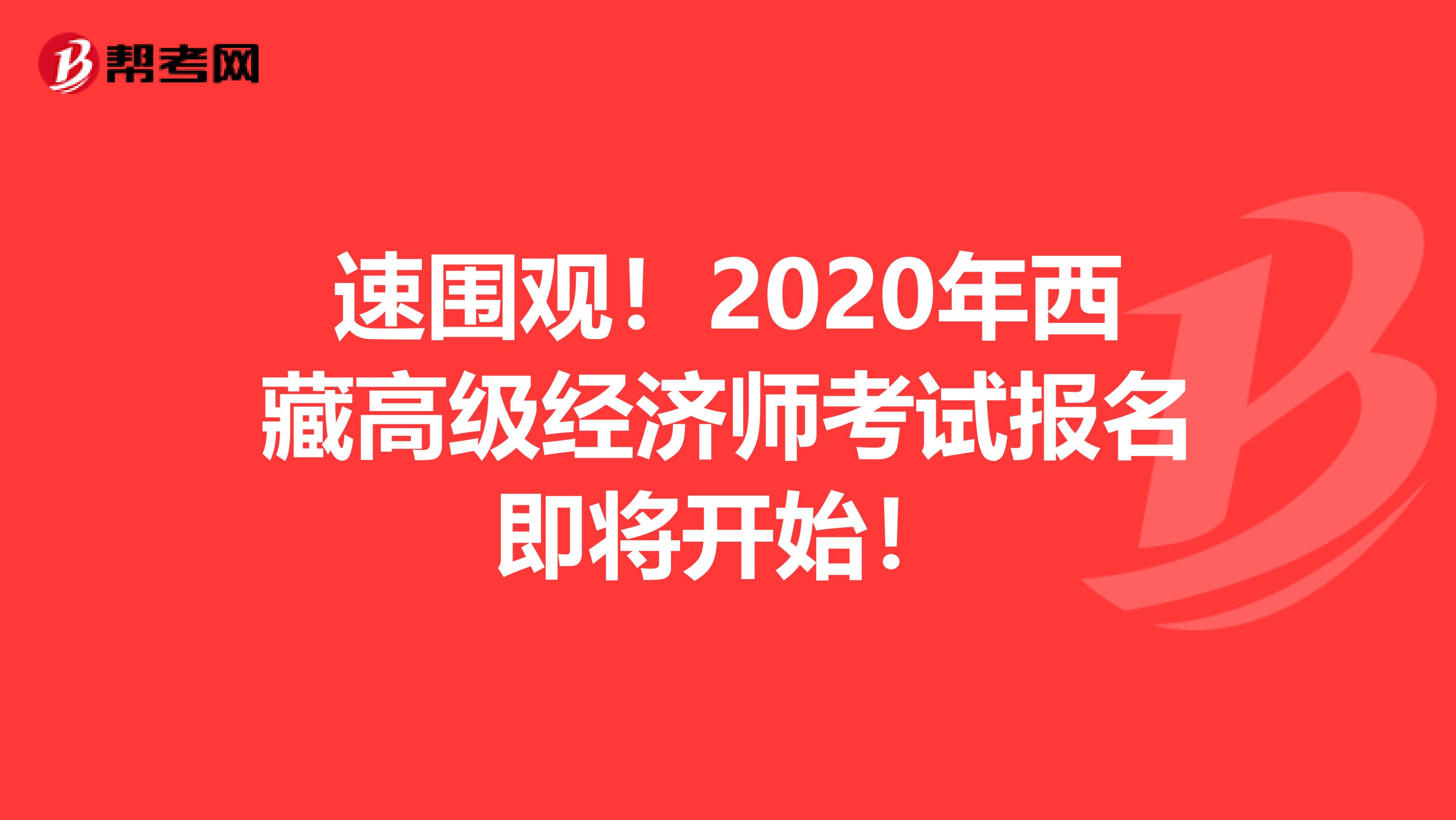 速圍觀！2020年西藏高級經濟師考試報名即將開始！