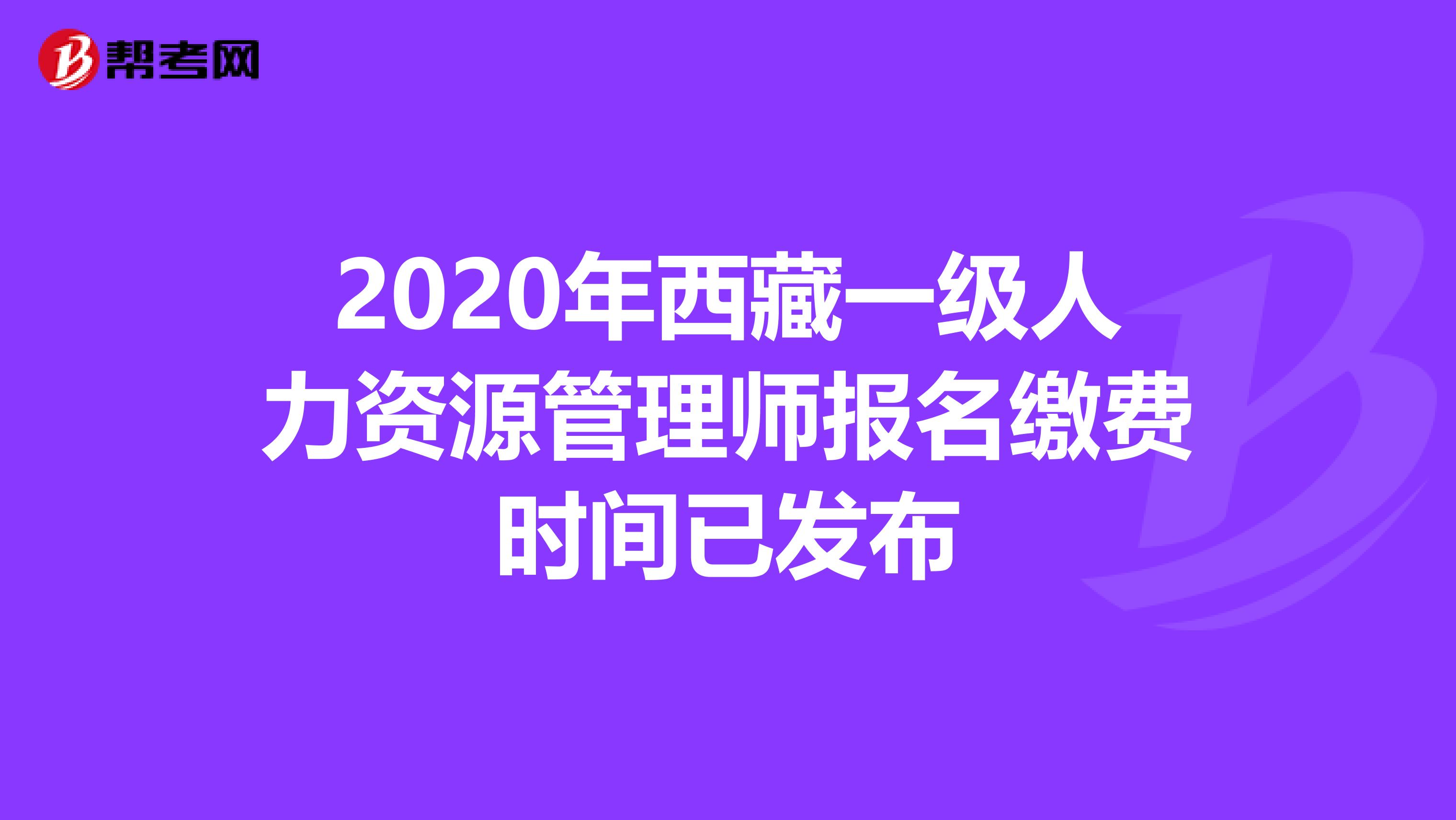 2020年西藏一级人力资源管理师报名缴费时间已发布