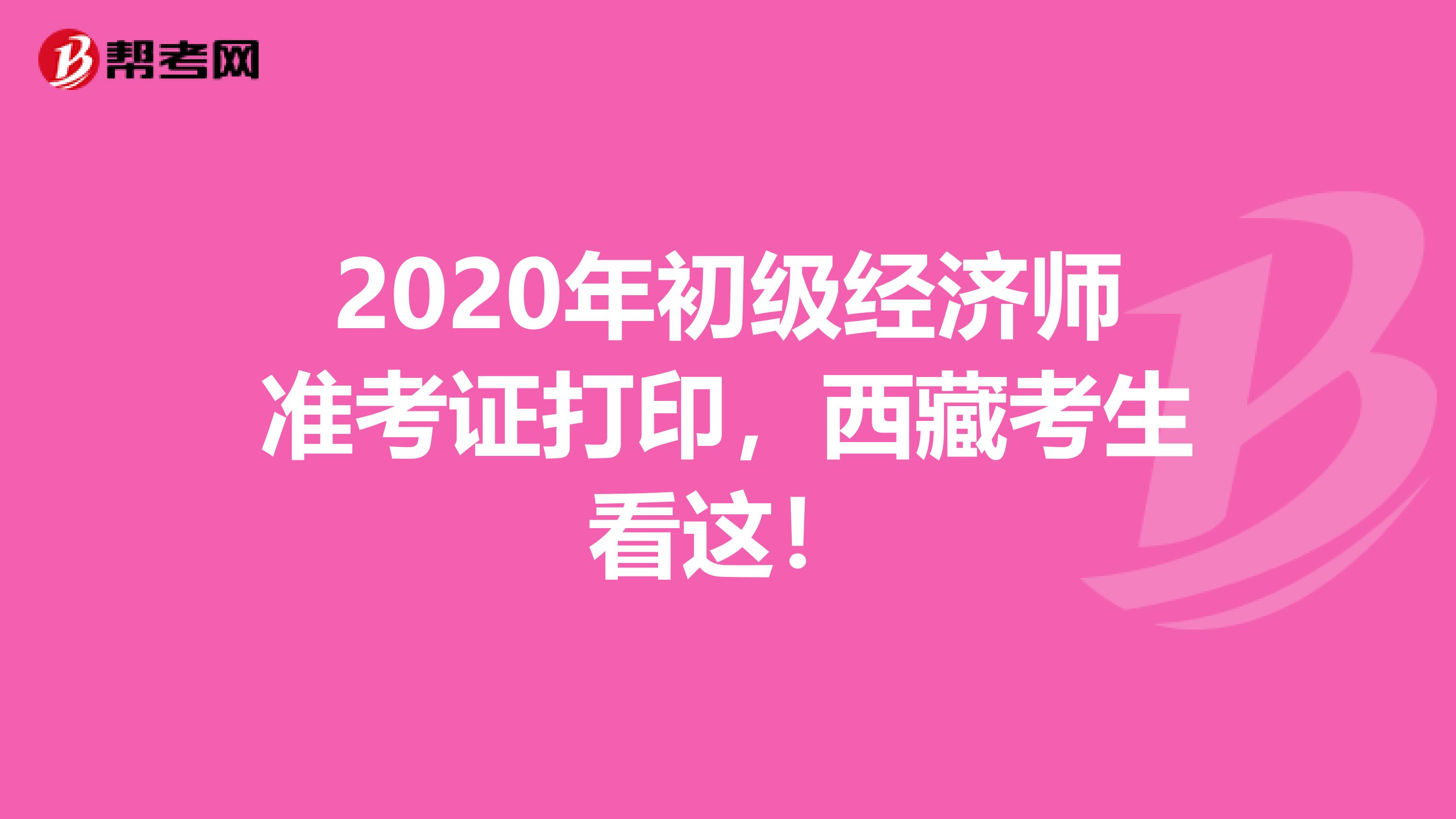 2020年初级经济师准考证打印，西藏考生看这！
