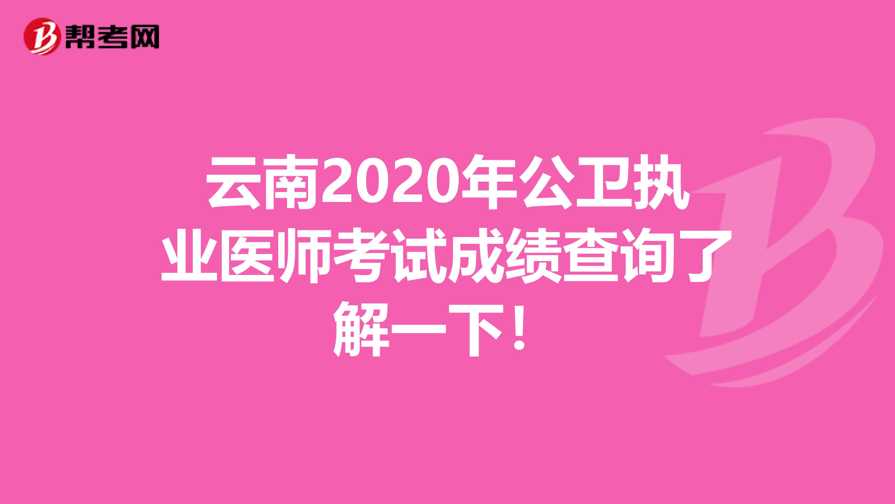 云南2020年公卫执业医师考试成绩查询了解一下！