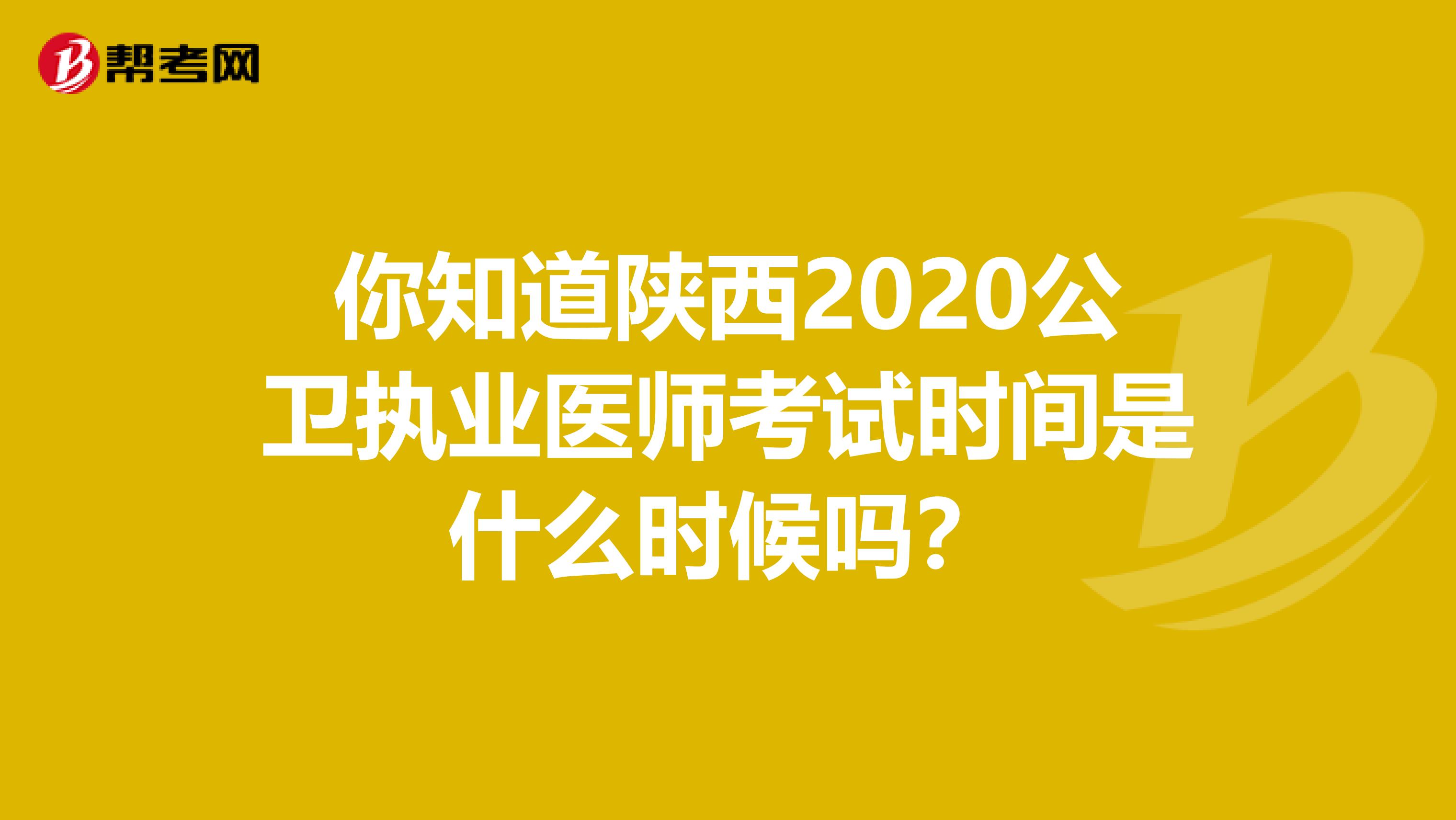 你知道陕西2020公卫执业医师考试时间是什么时候吗？