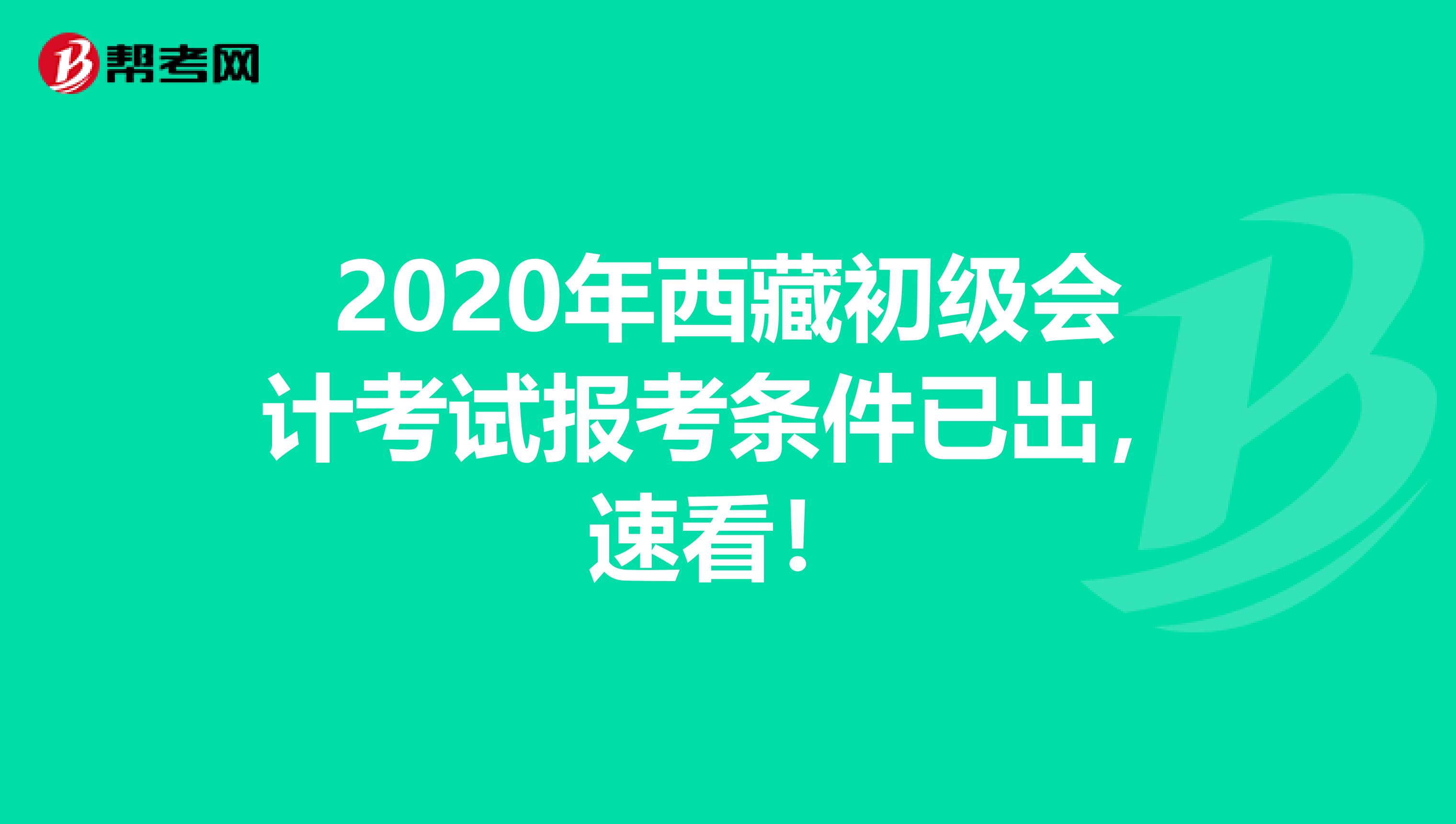 2020年西藏初级会计考试报考条件已出，速看！