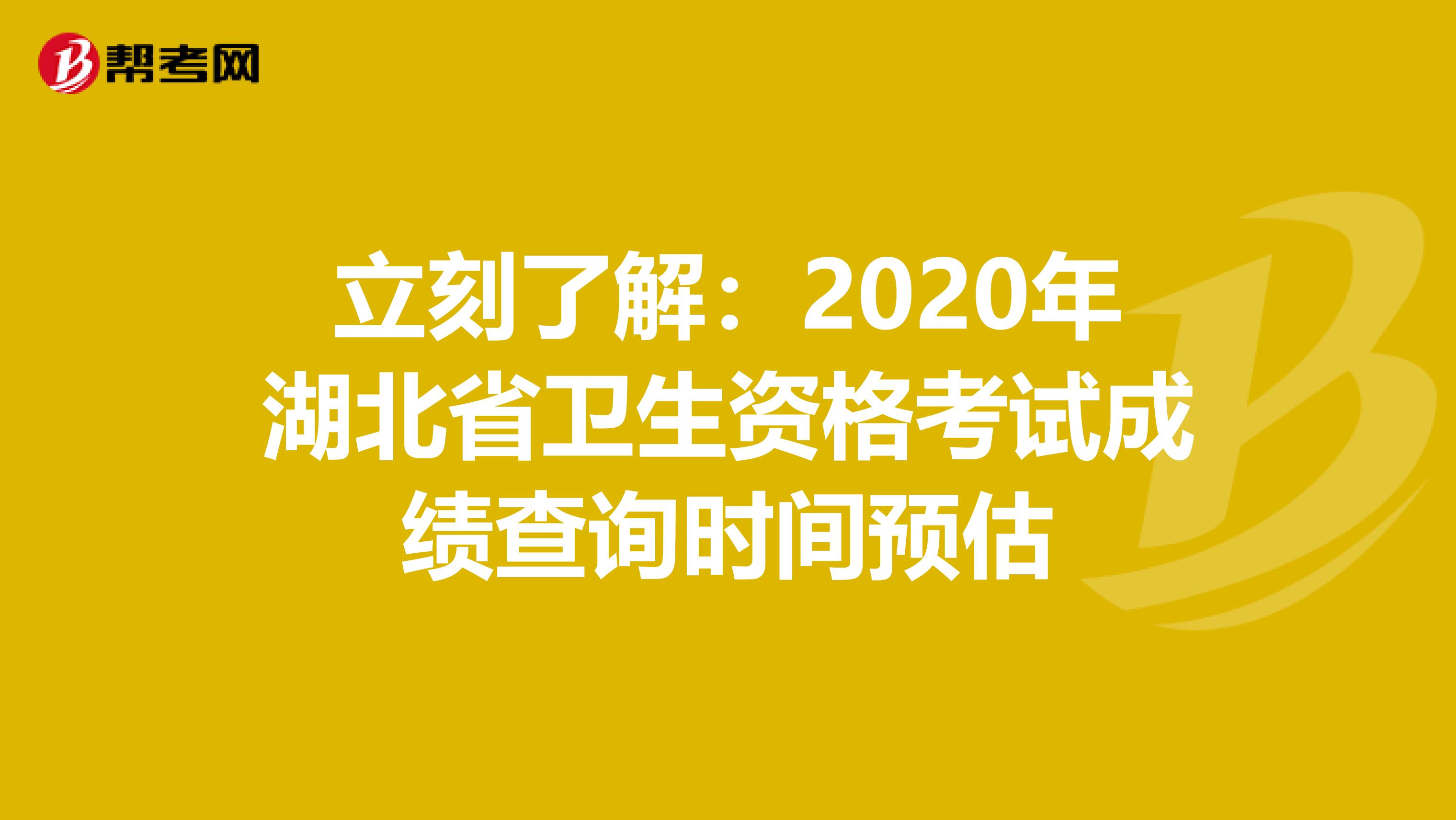 立刻了解：2020年湖北省衛生資格考試成績查詢時間預估