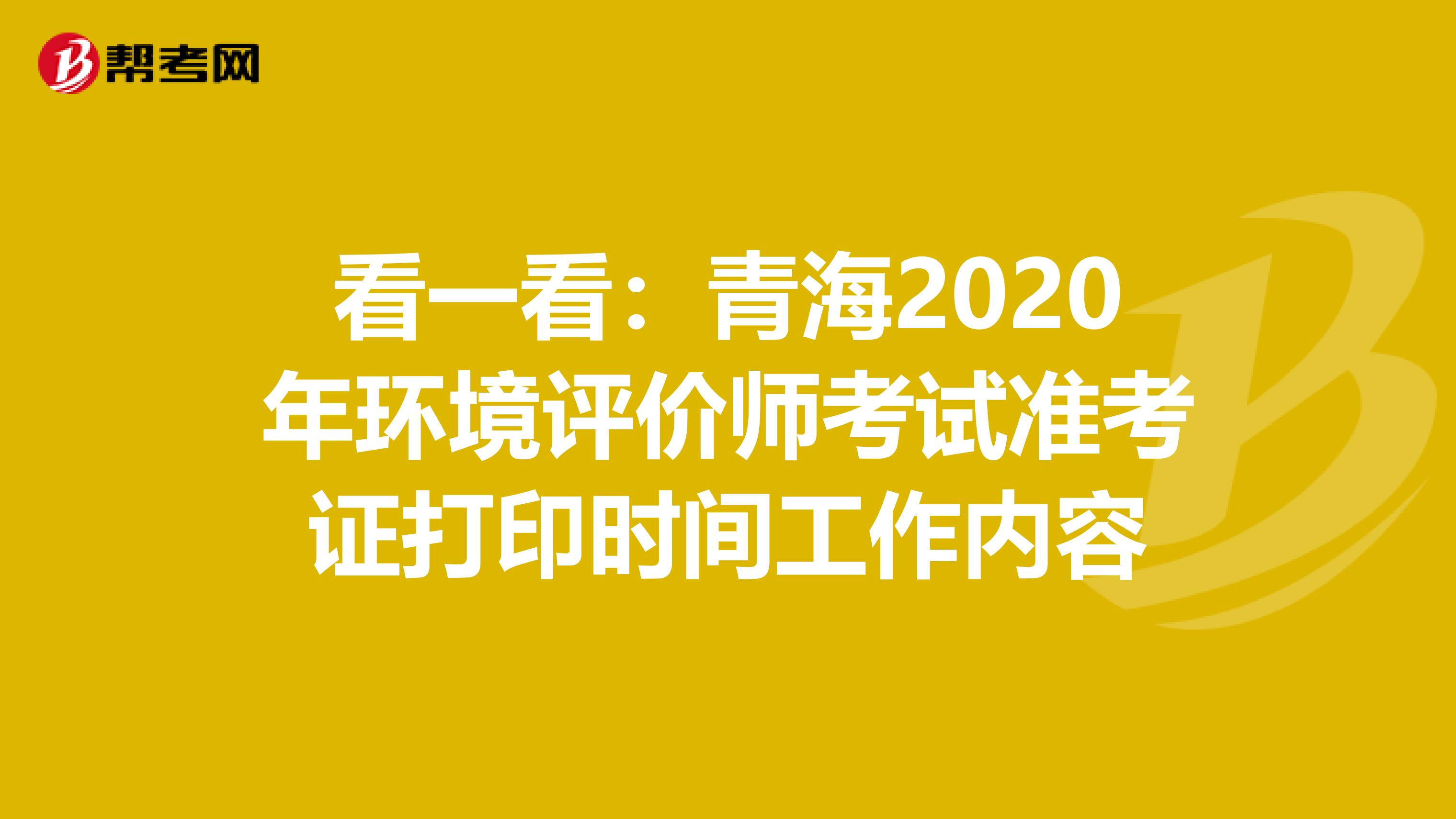 看一看：青海2020年环境评价师考试准考证打印时间工作内容