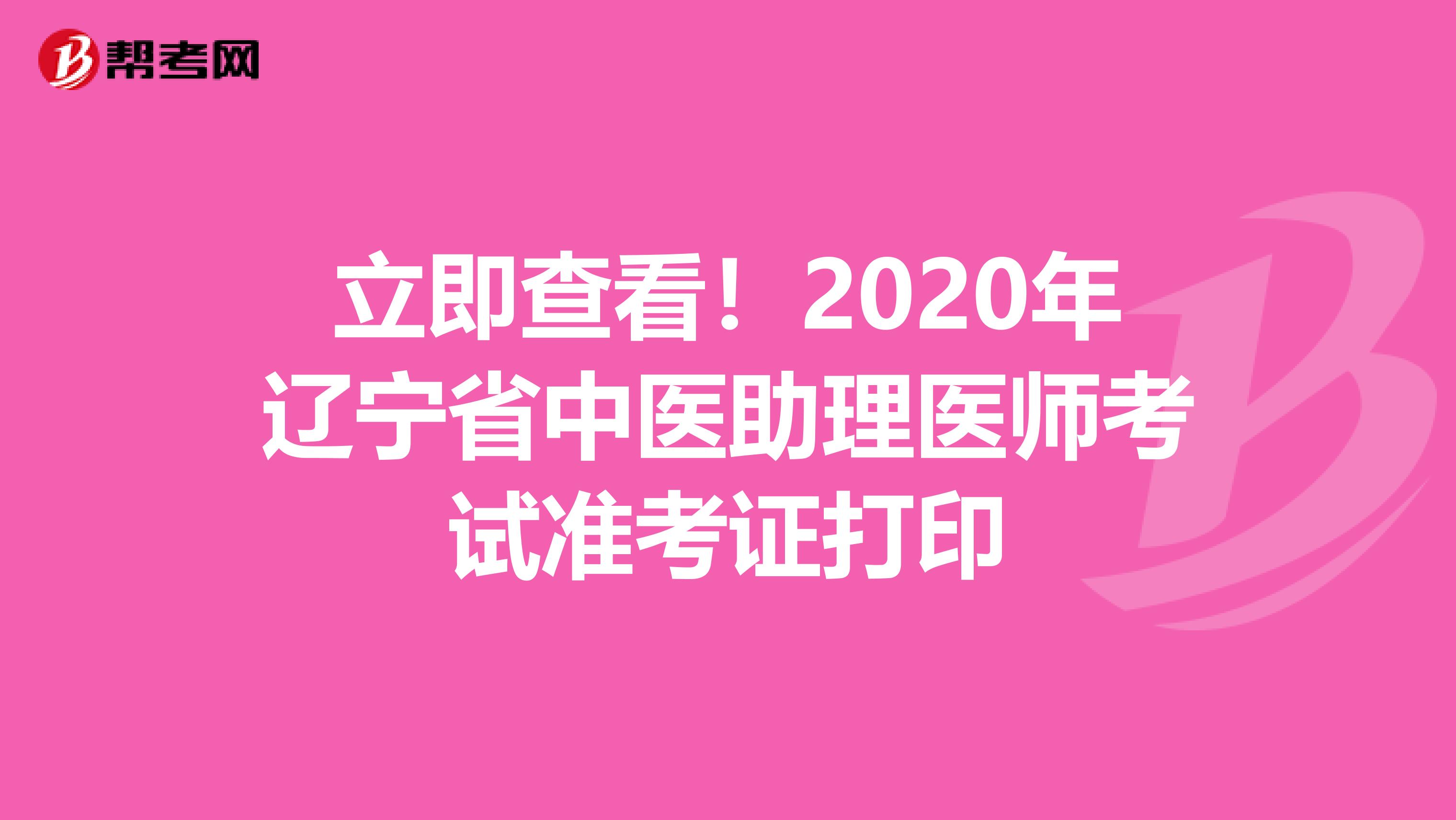 立即查看！2020年辽宁省中医助理医师考试准考证打印