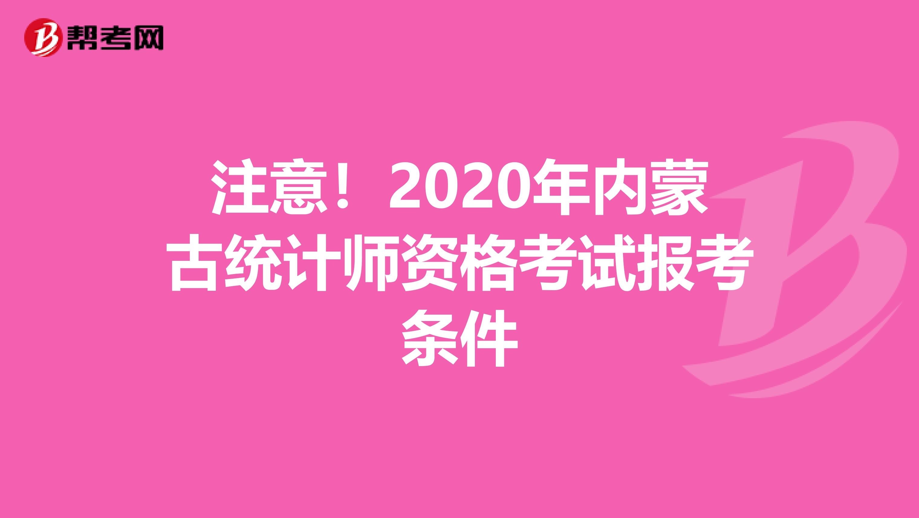 注意！2020年内蒙古统计师资格考试报考条件