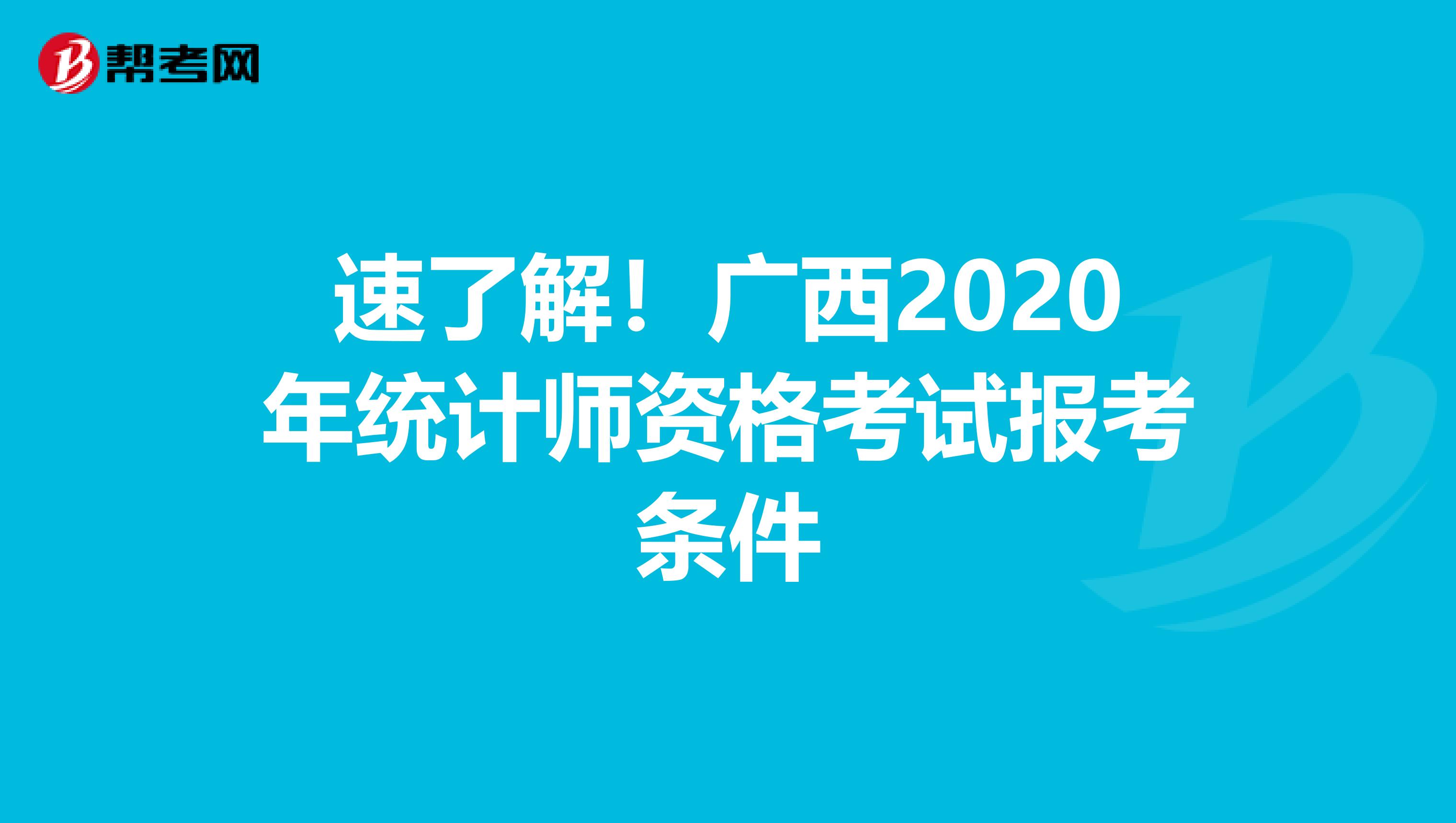 速了解！广西2020年统计师资格考试报考条件