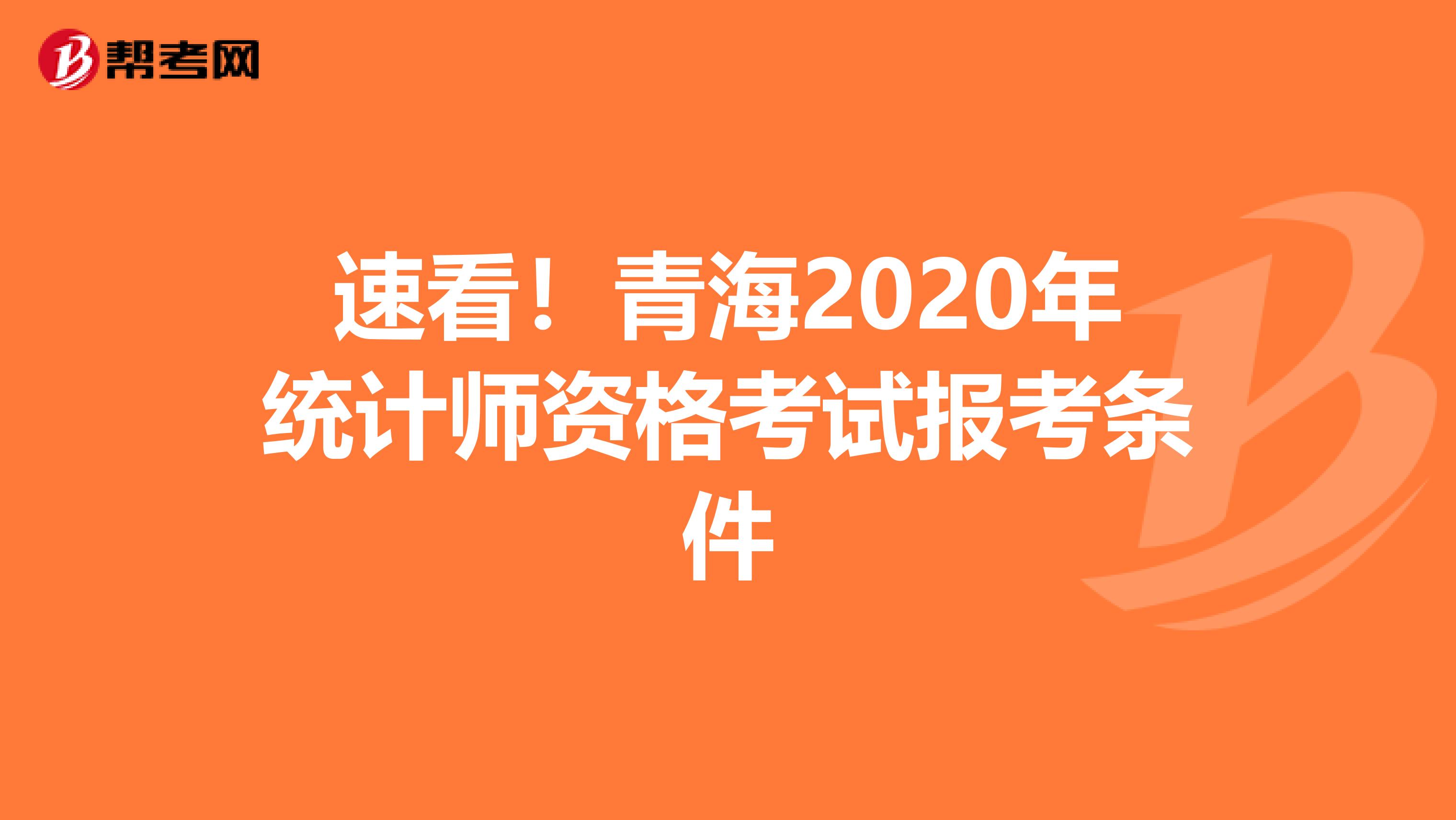 速看！青海2020年统计师资格考试报考条件