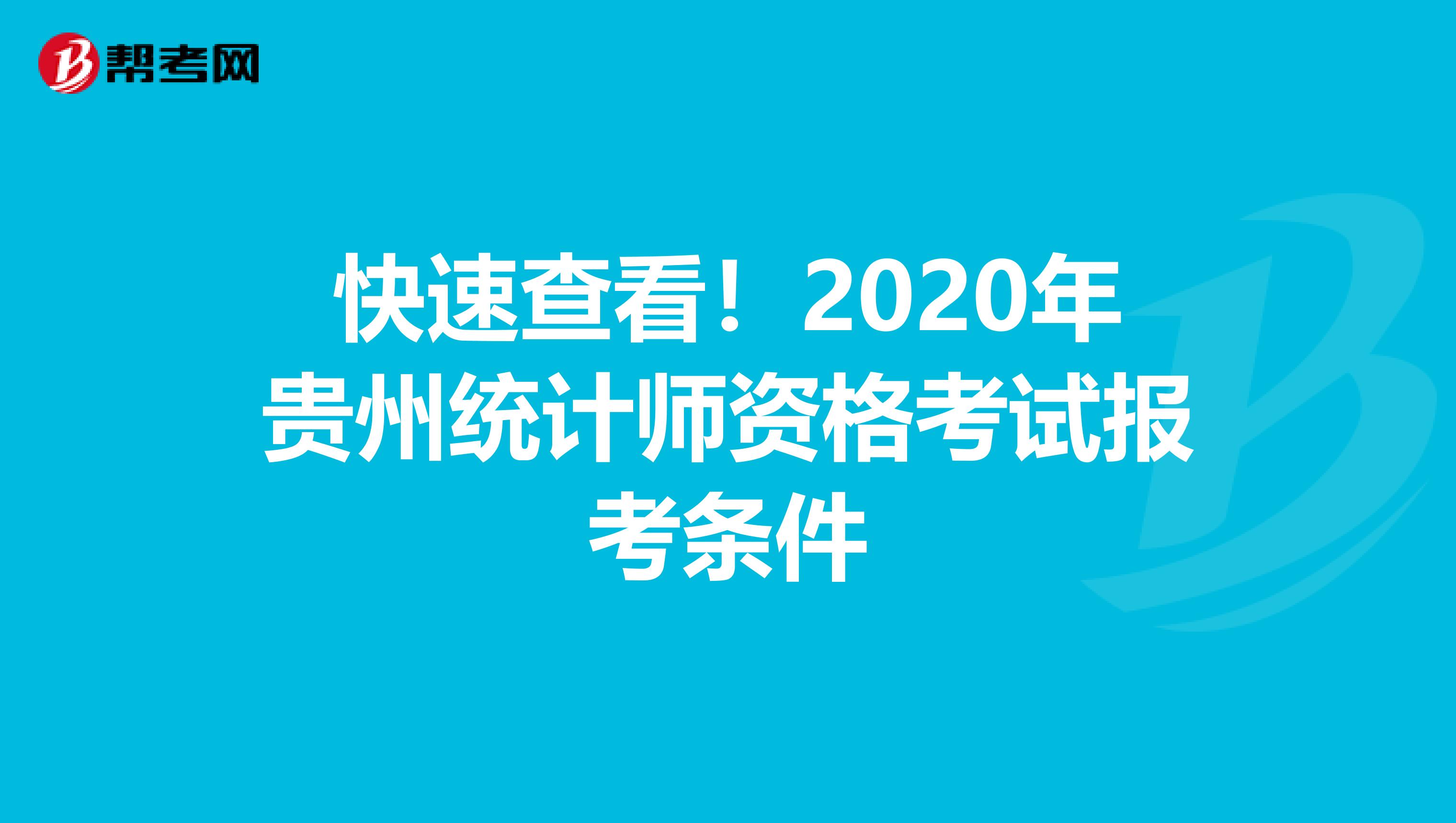 快速查看！2020年贵州统计师资格考试报考条件