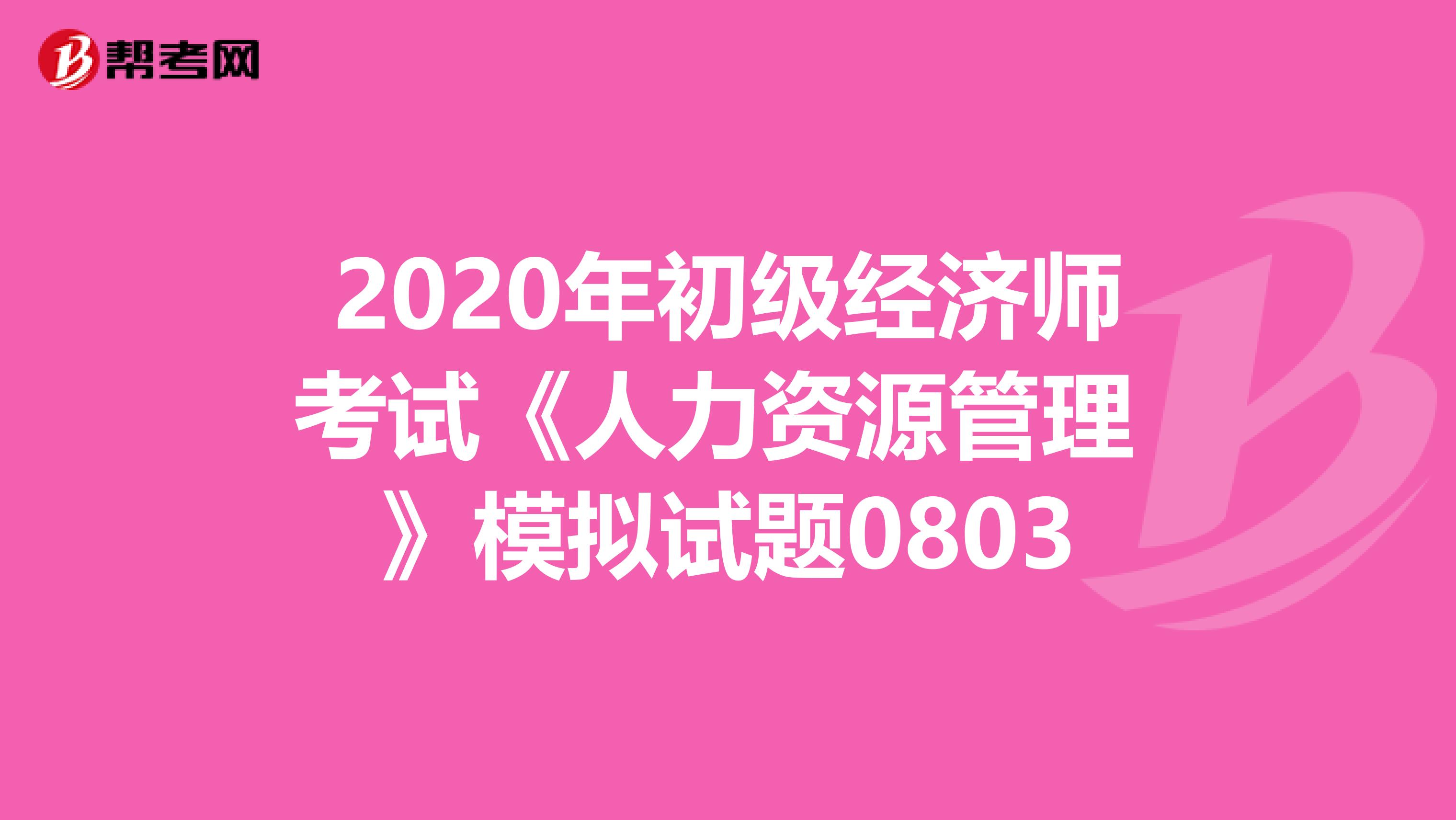 2020年初级经济师考试《人力资源管理 》模拟试题0803