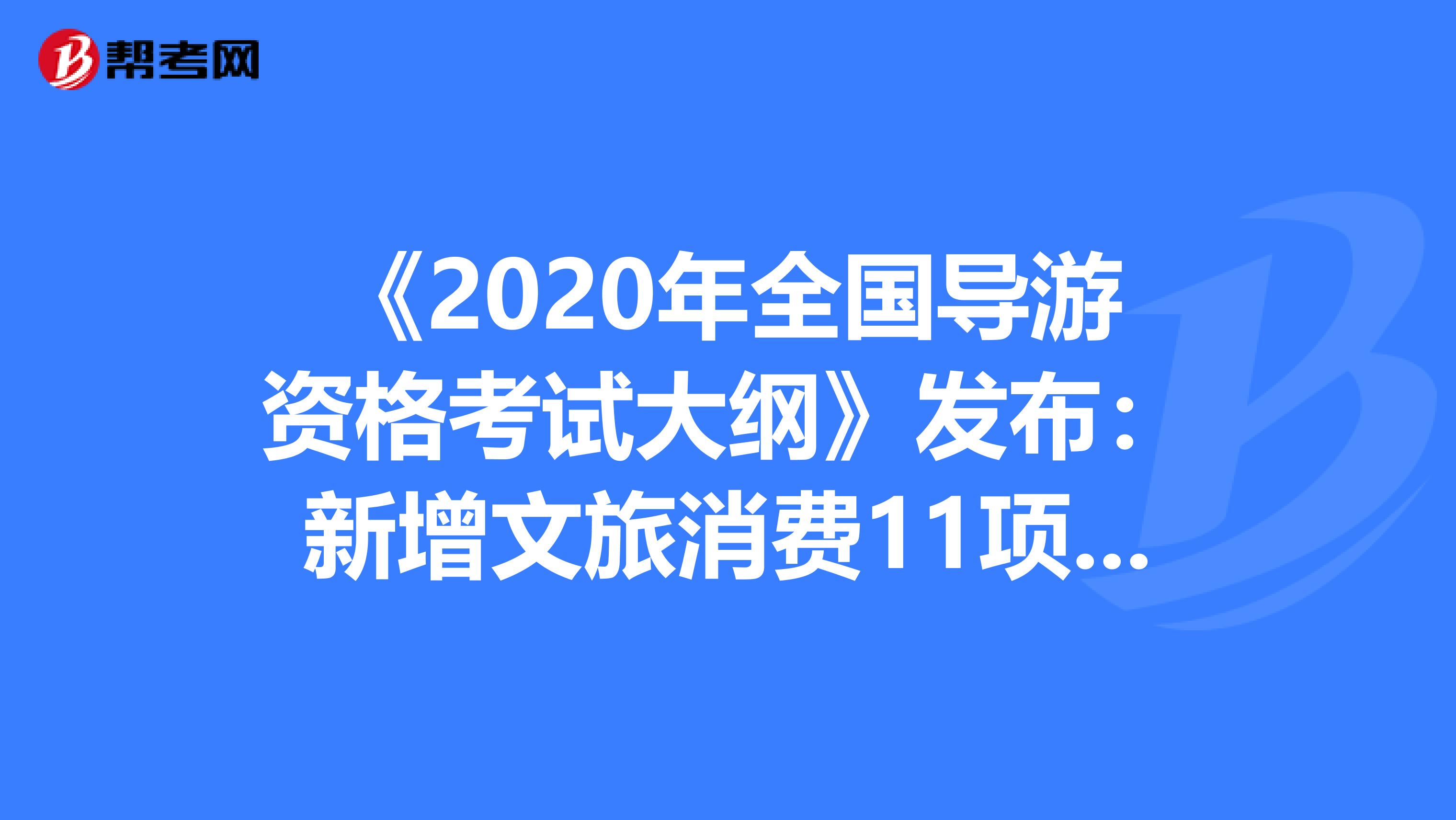 《2020年全国导游资格考试大纲》发布：新增文旅消费11项意见