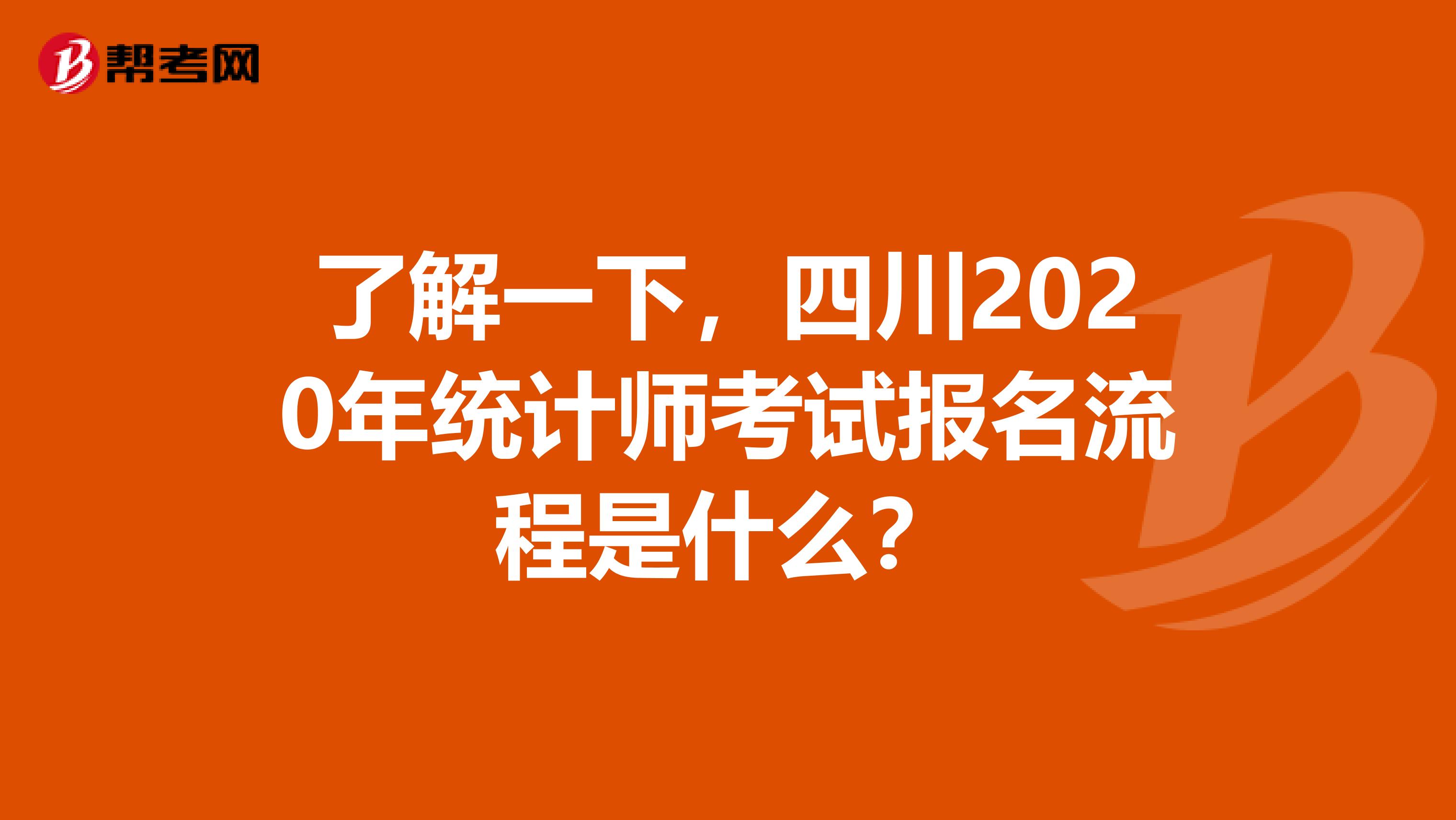 了解一下，四川2020年统计师考试报名流程是什么？