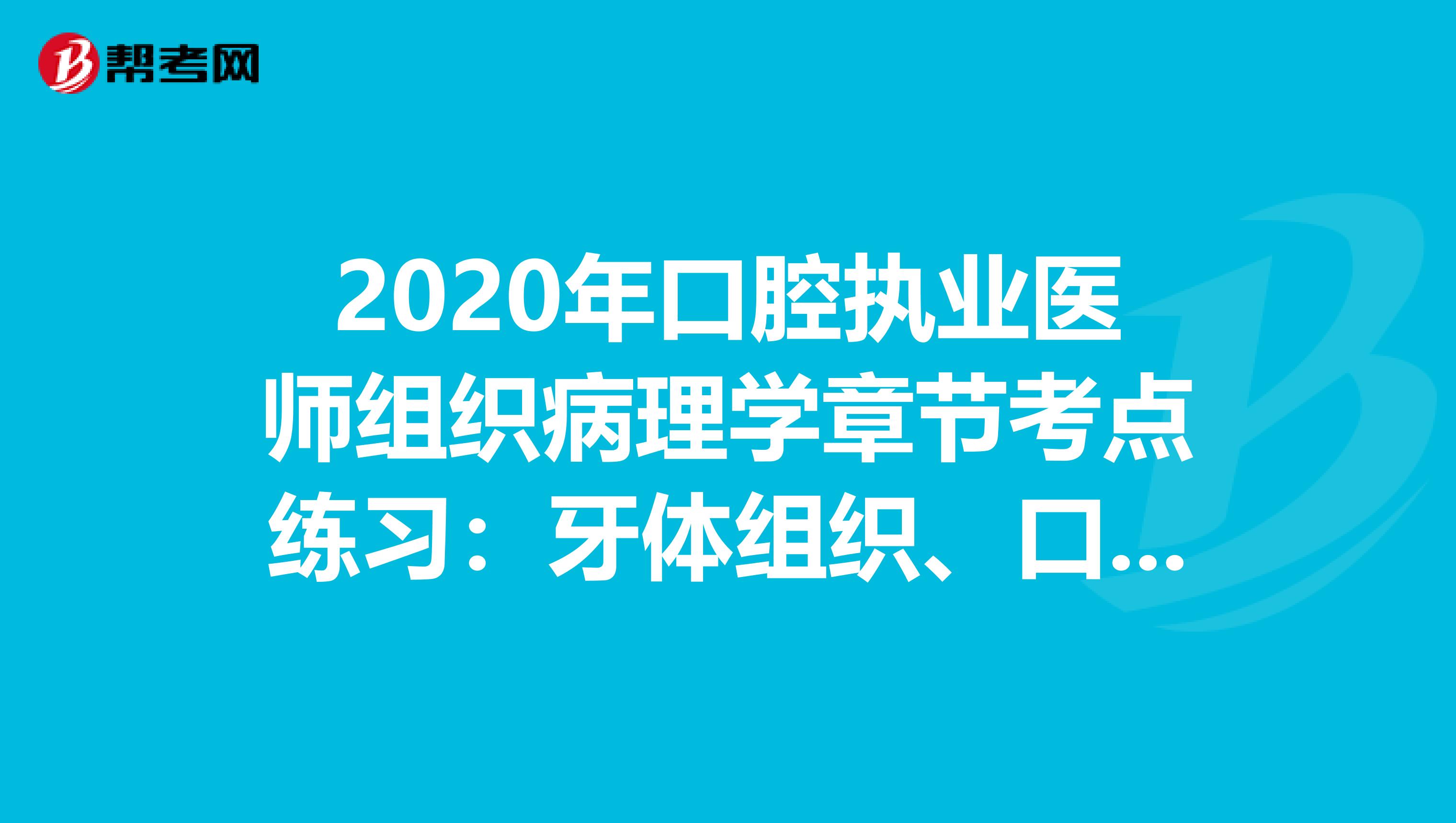 2020年口腔执业医师组织病理学章节考点练习：牙体组织、口腔黏膜