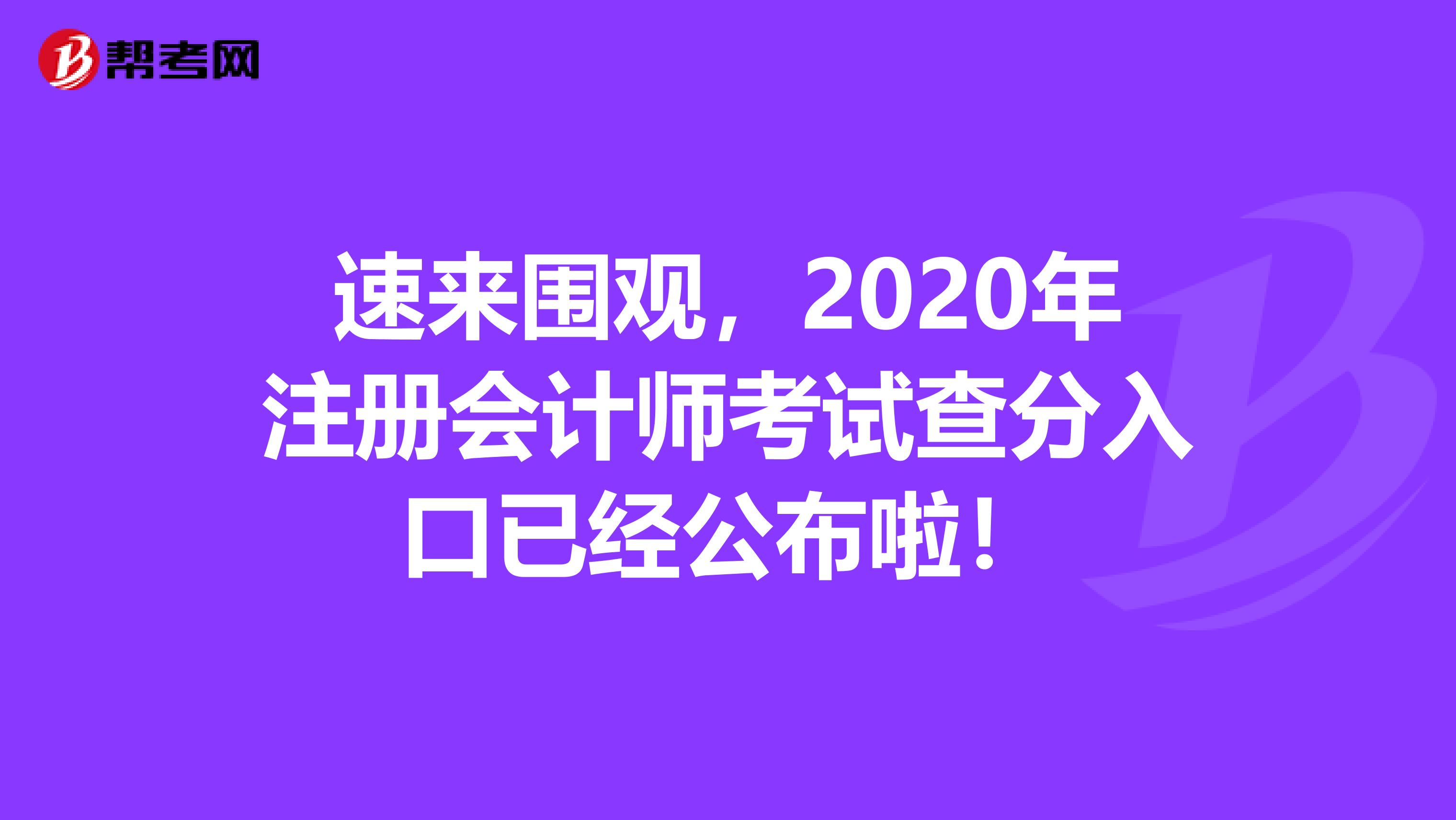 速來圍觀，2020年注冊(cè)會(huì)計(jì)師考試查分入口已經(jīng)公布啦！