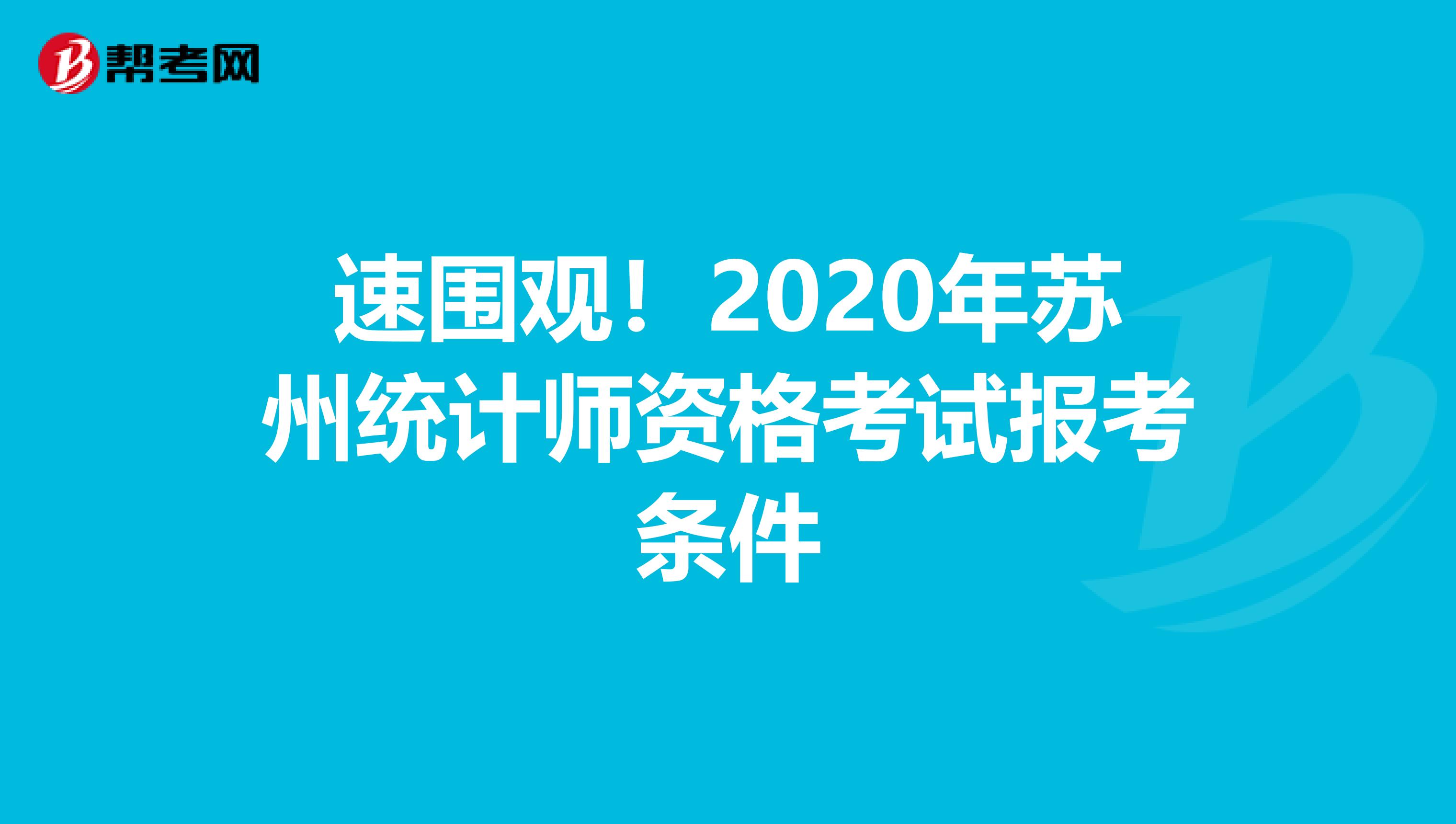 速围观！2020年苏州统计师资格考试报考条件