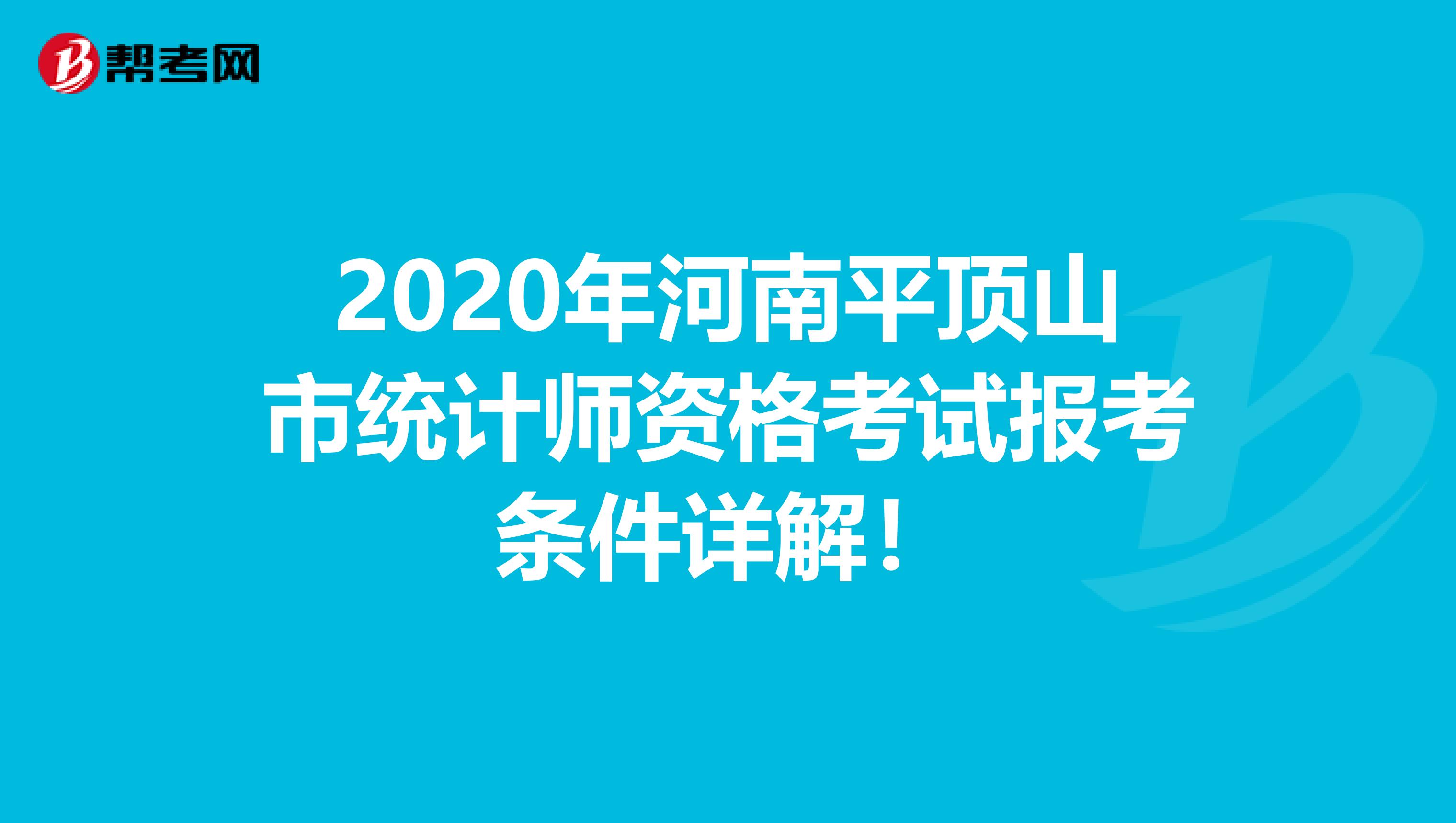 2020年河南平顶山市统计师资格考试报考条件详解！