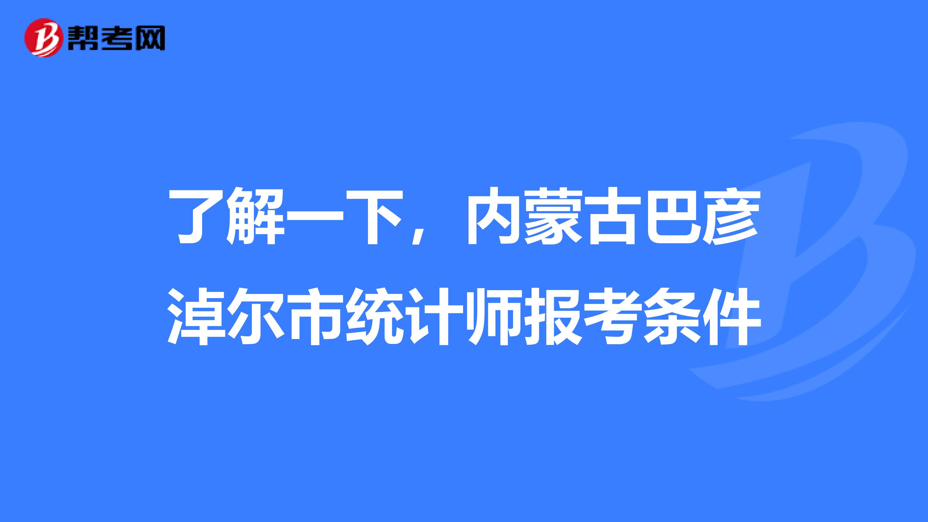 了解一下，內蒙古巴彥淖爾市統計師報考條件
