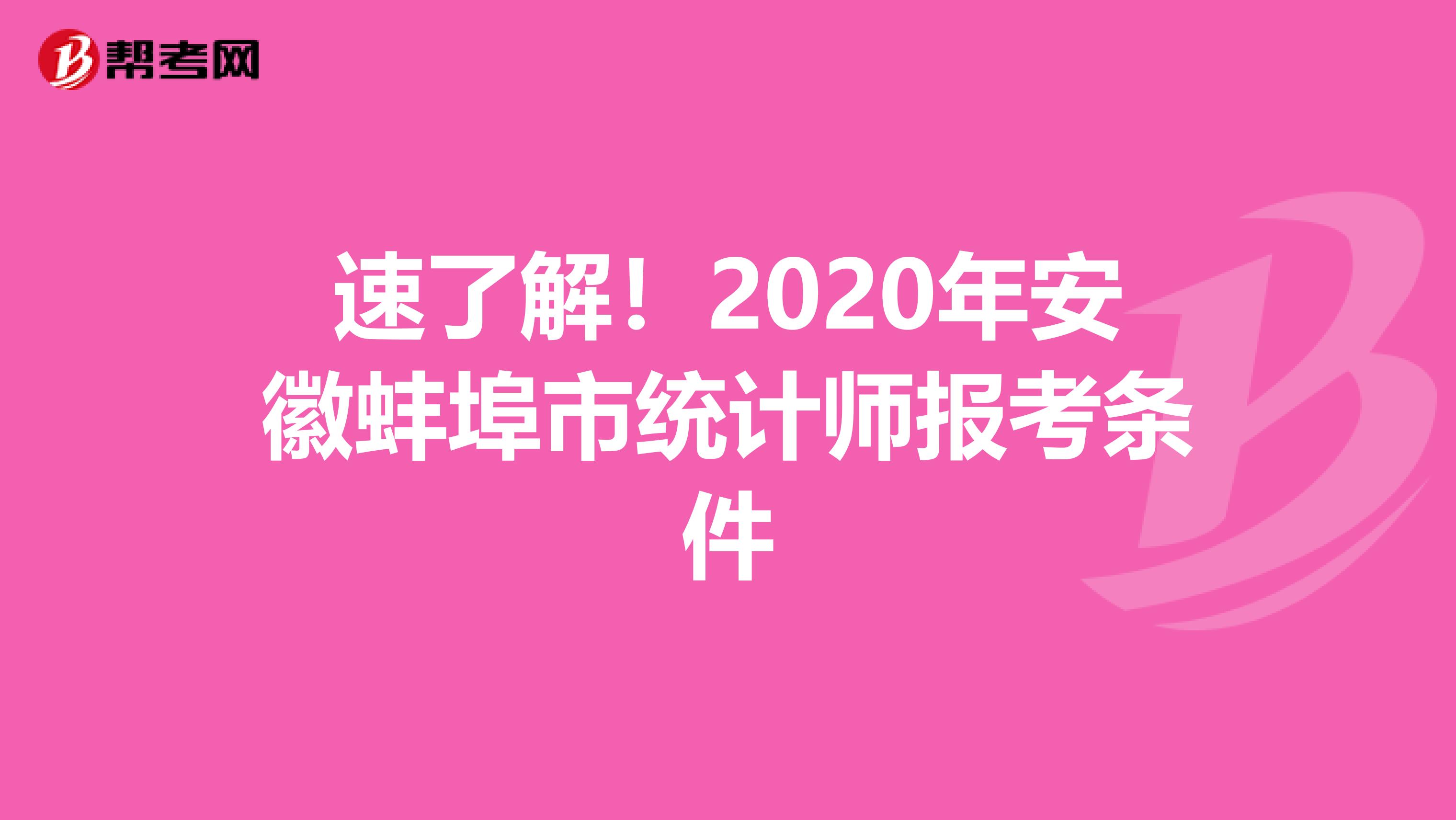 速了解！2020年安徽蚌埠市統計師報考條件