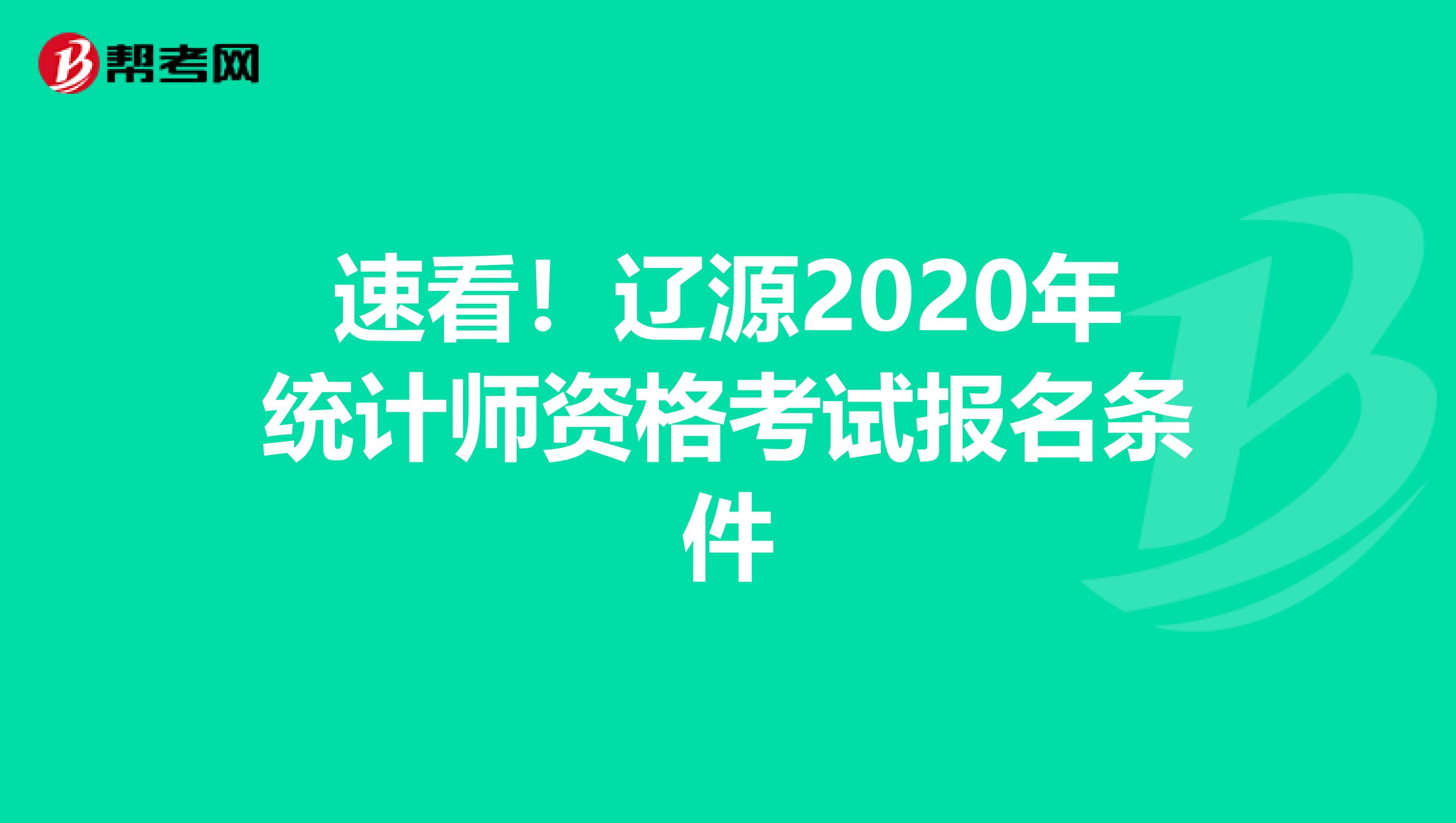 速看！辽源2020年统计师资格考试报名条件