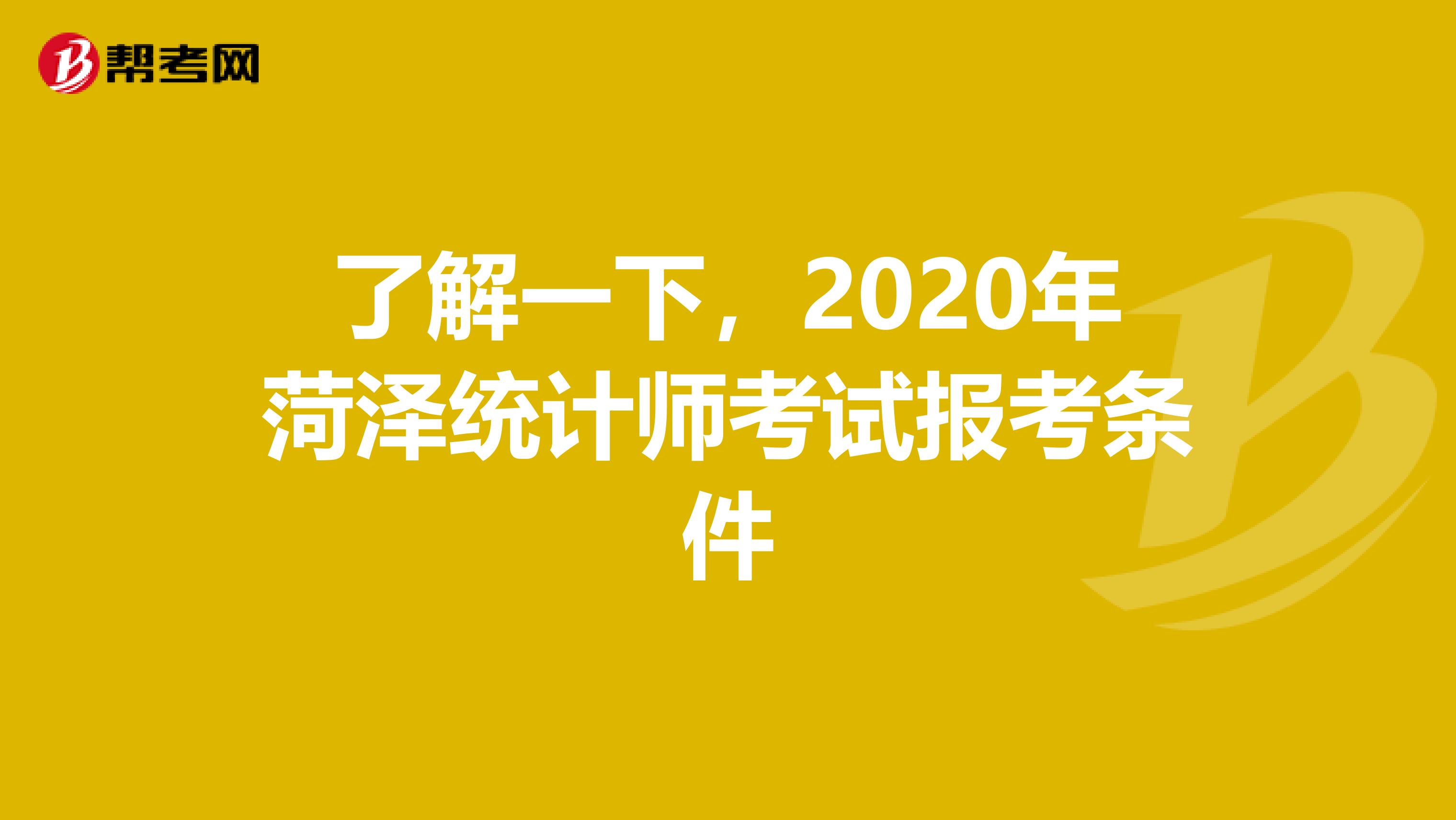 了解一下，2020年菏泽统计师考试报考条件