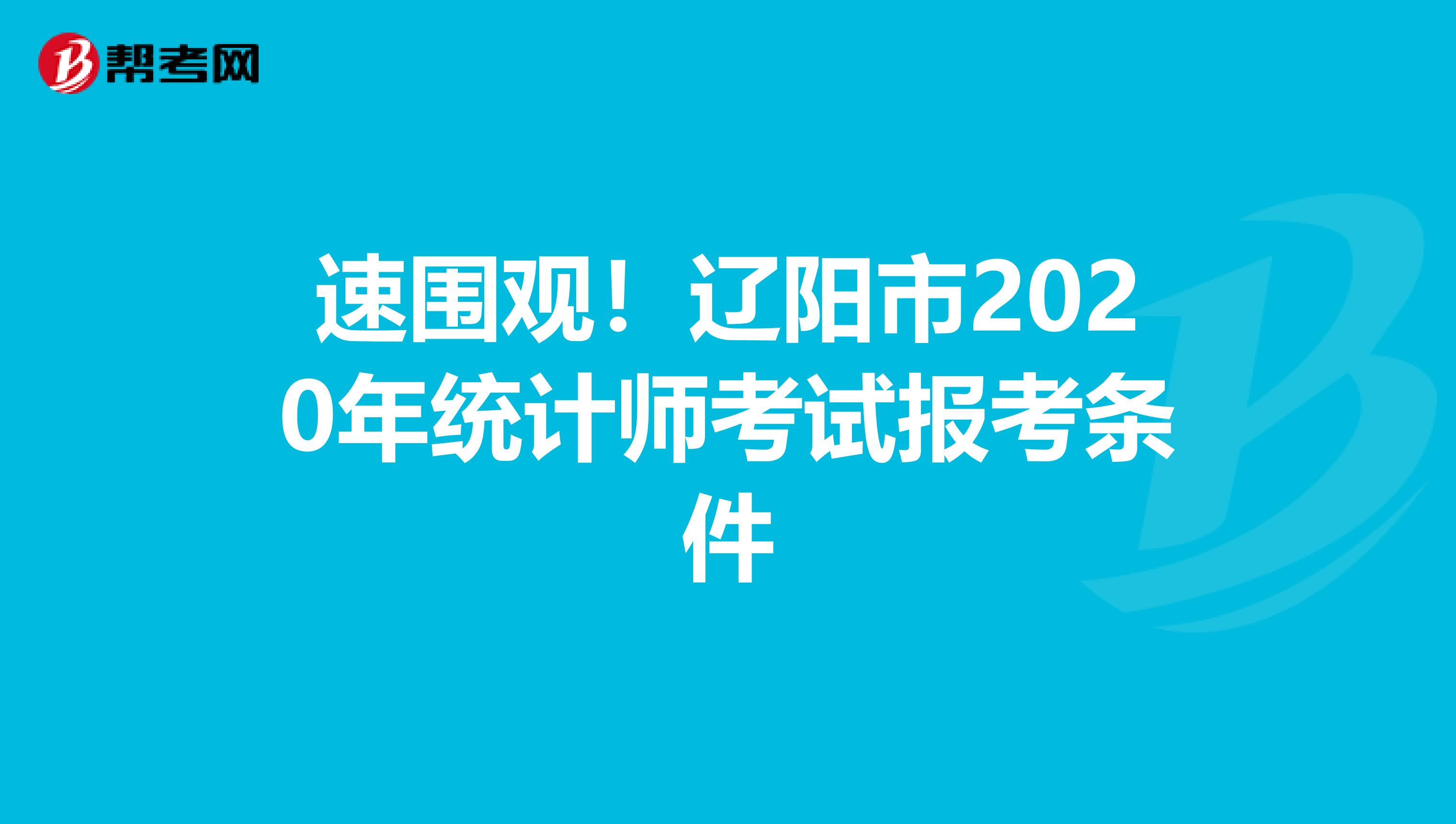 速围观！辽阳市2020年统计师考试报考条件