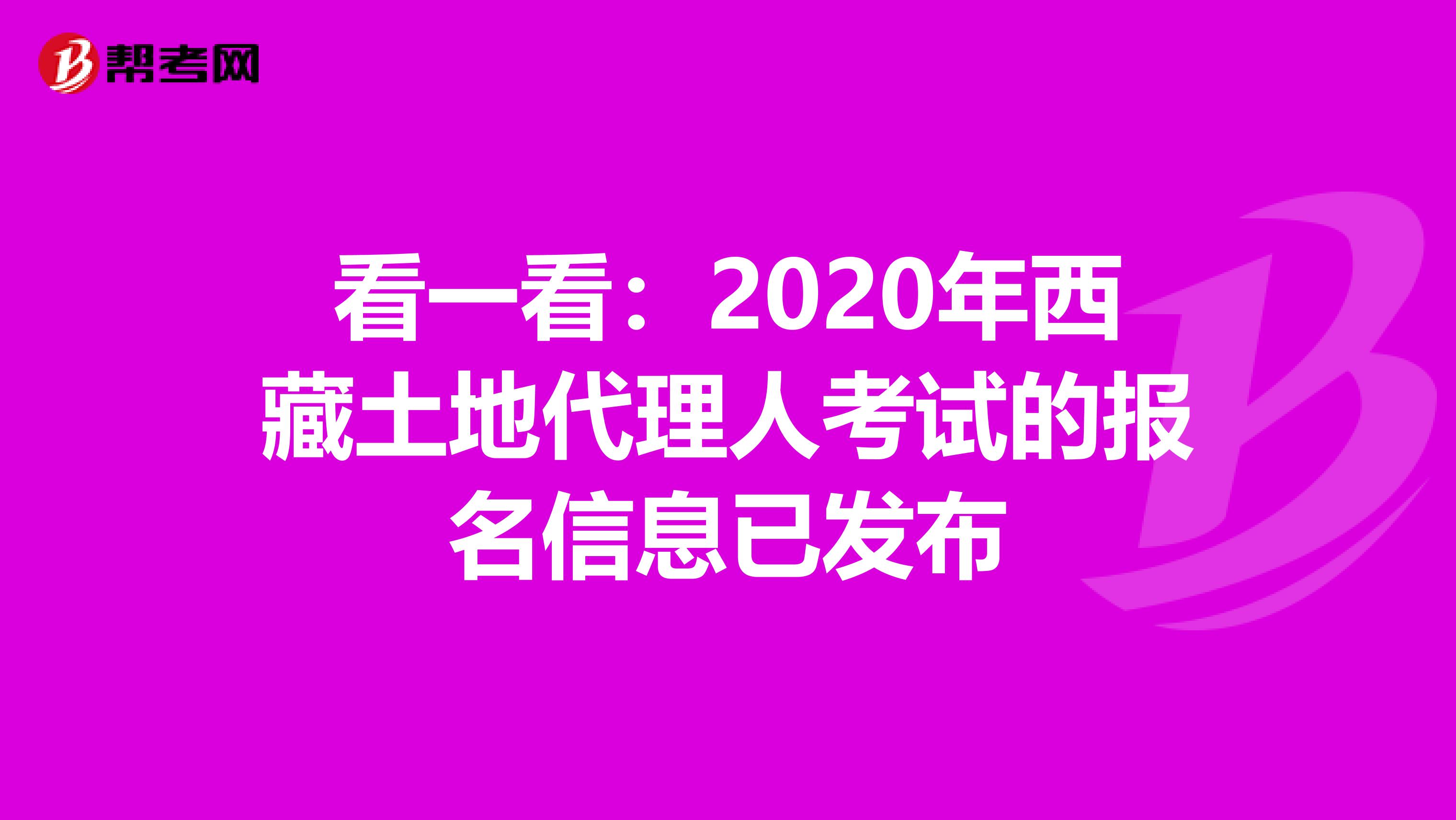 看一看：2020年西藏土地代理人考试的报名信息已发布