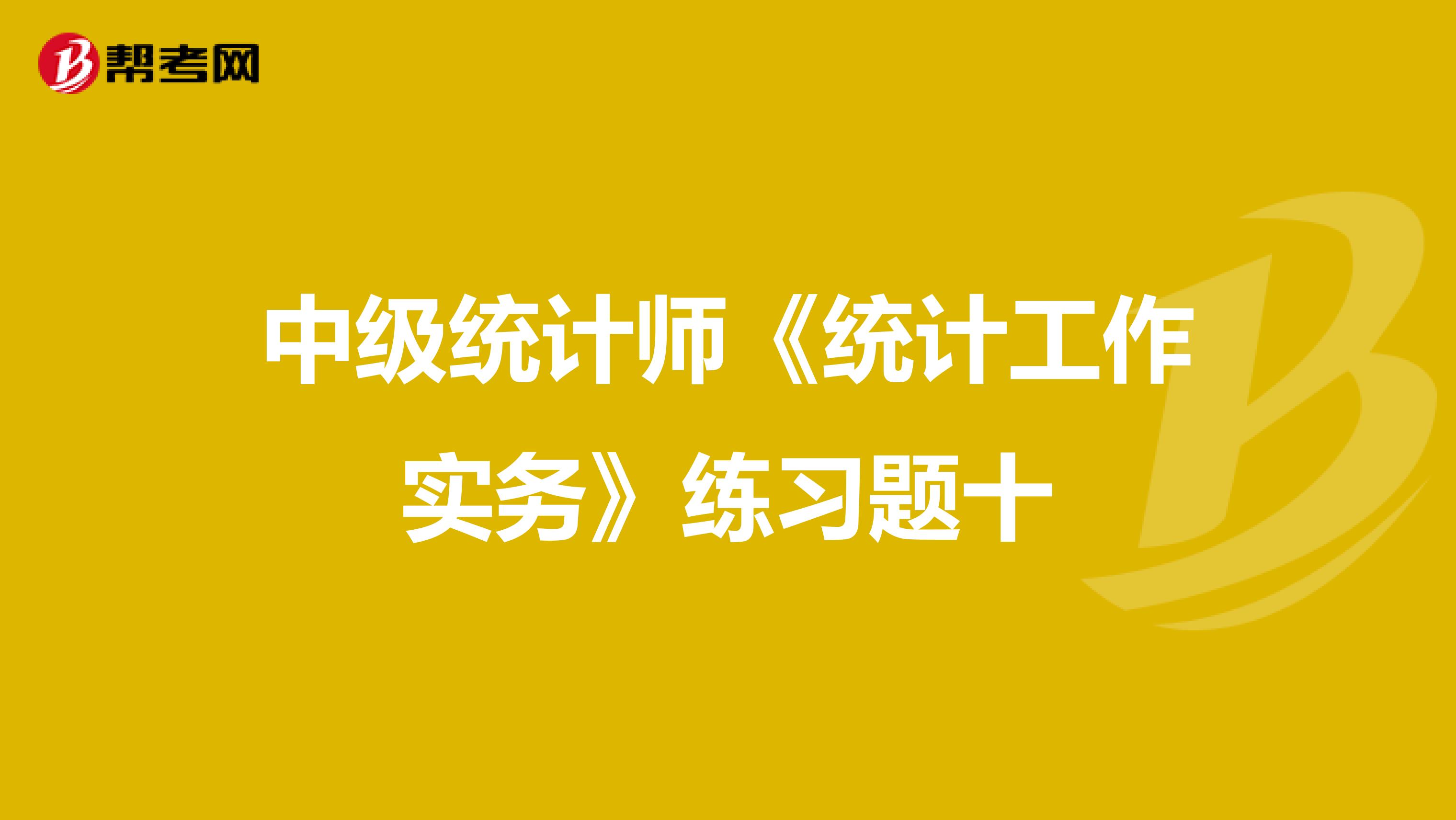 中级统计师《统计工作实务》练习题十