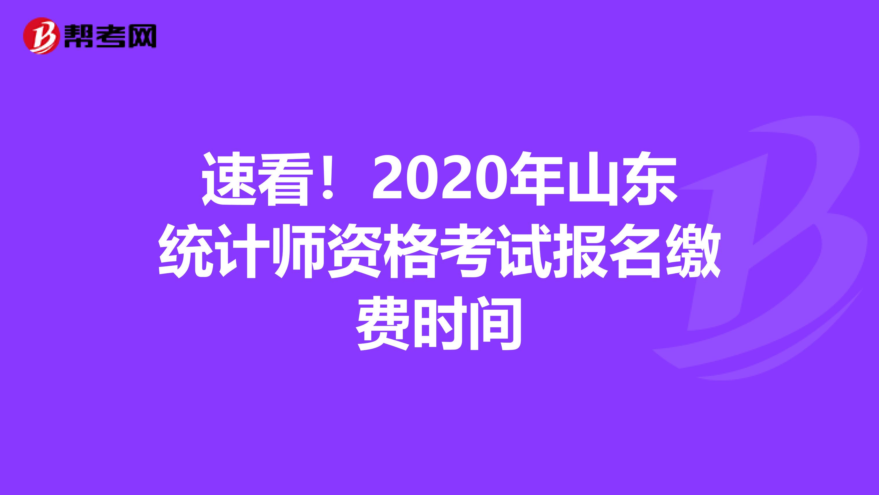 速看！2020年山东统计师资格考试报名缴费时间