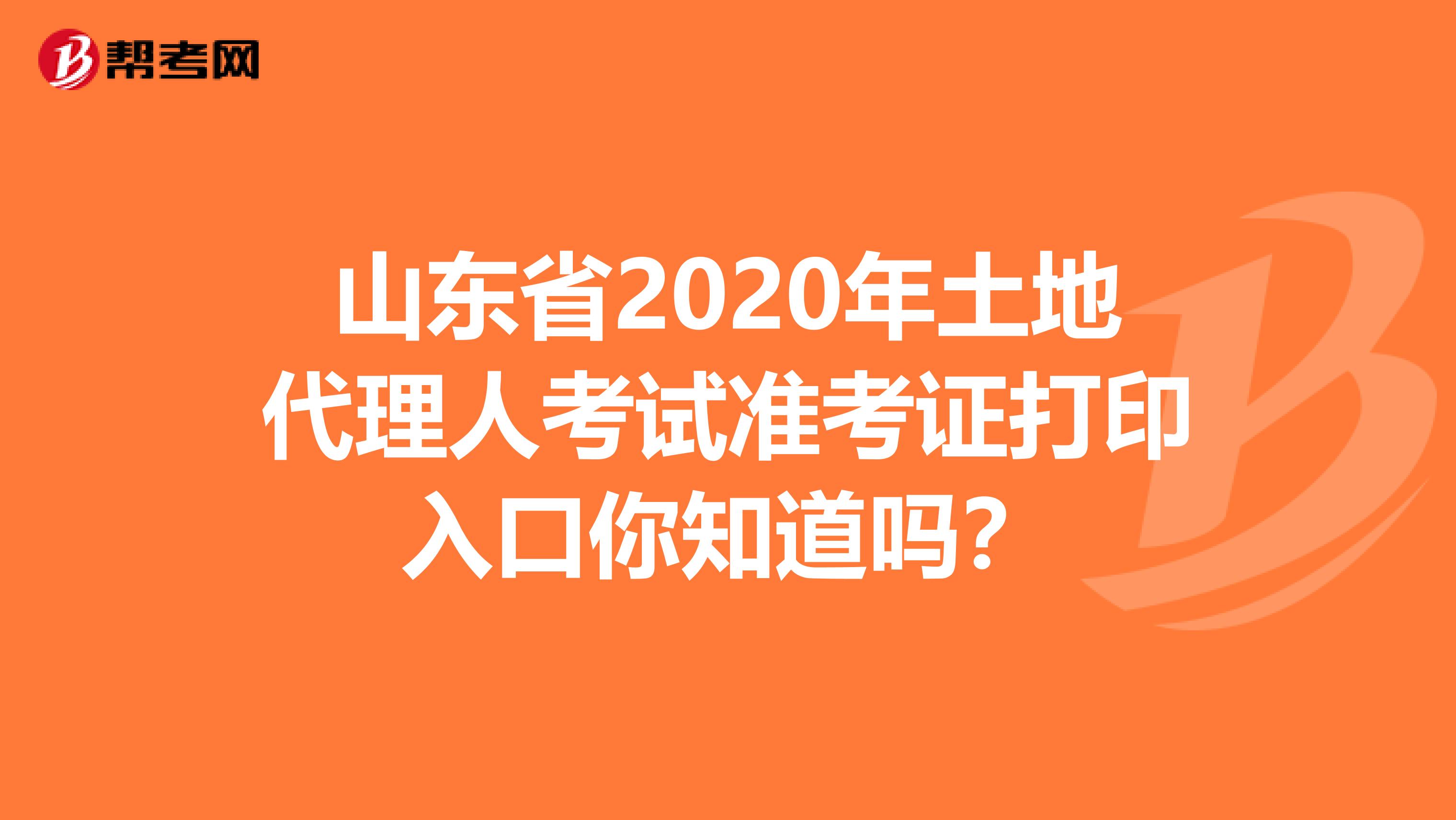 山东省2020年土地代理人考试准考证打印入口你知道吗？