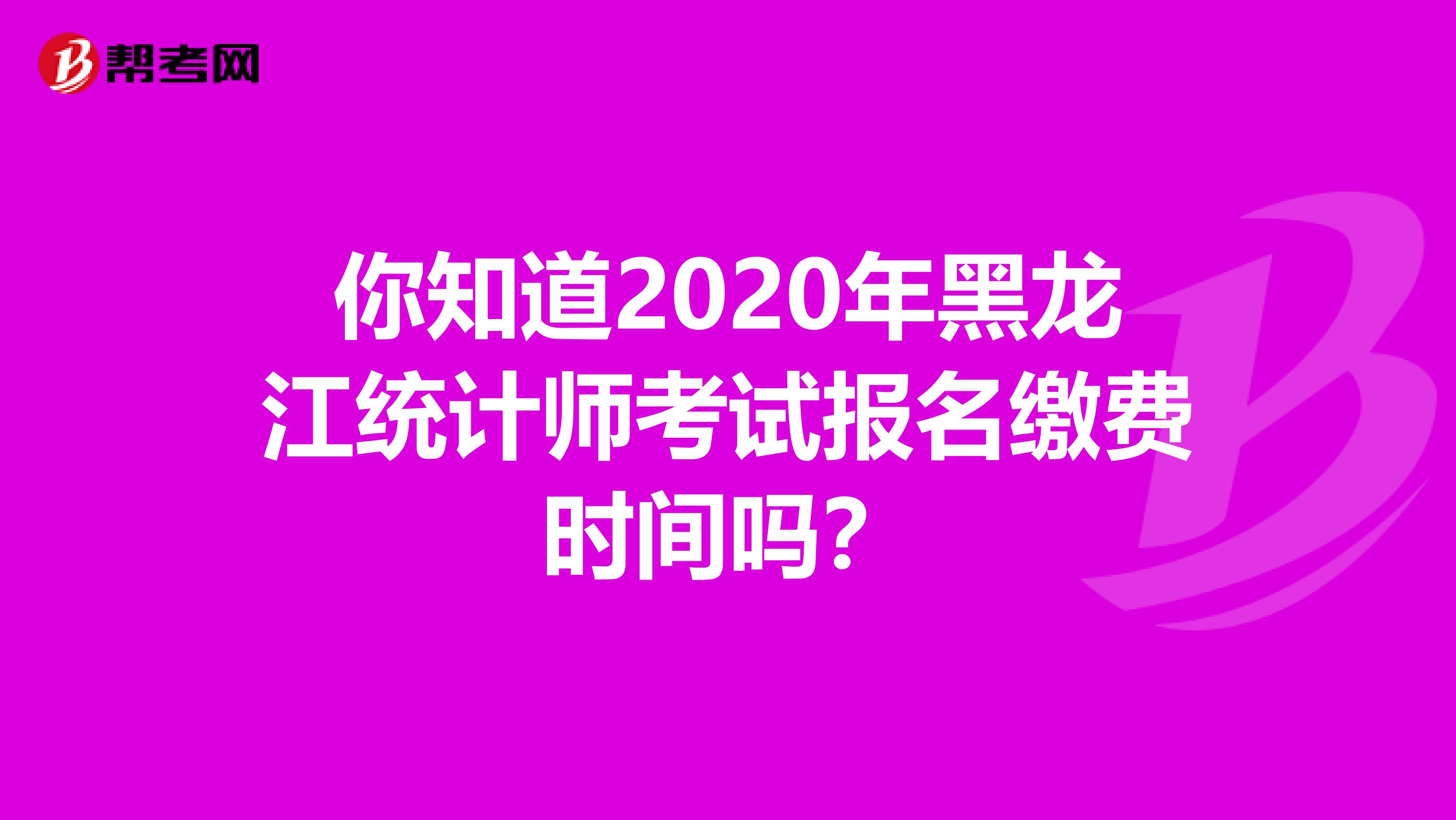 你知道2020年黑龙江统计师考试报名缴费时间吗？