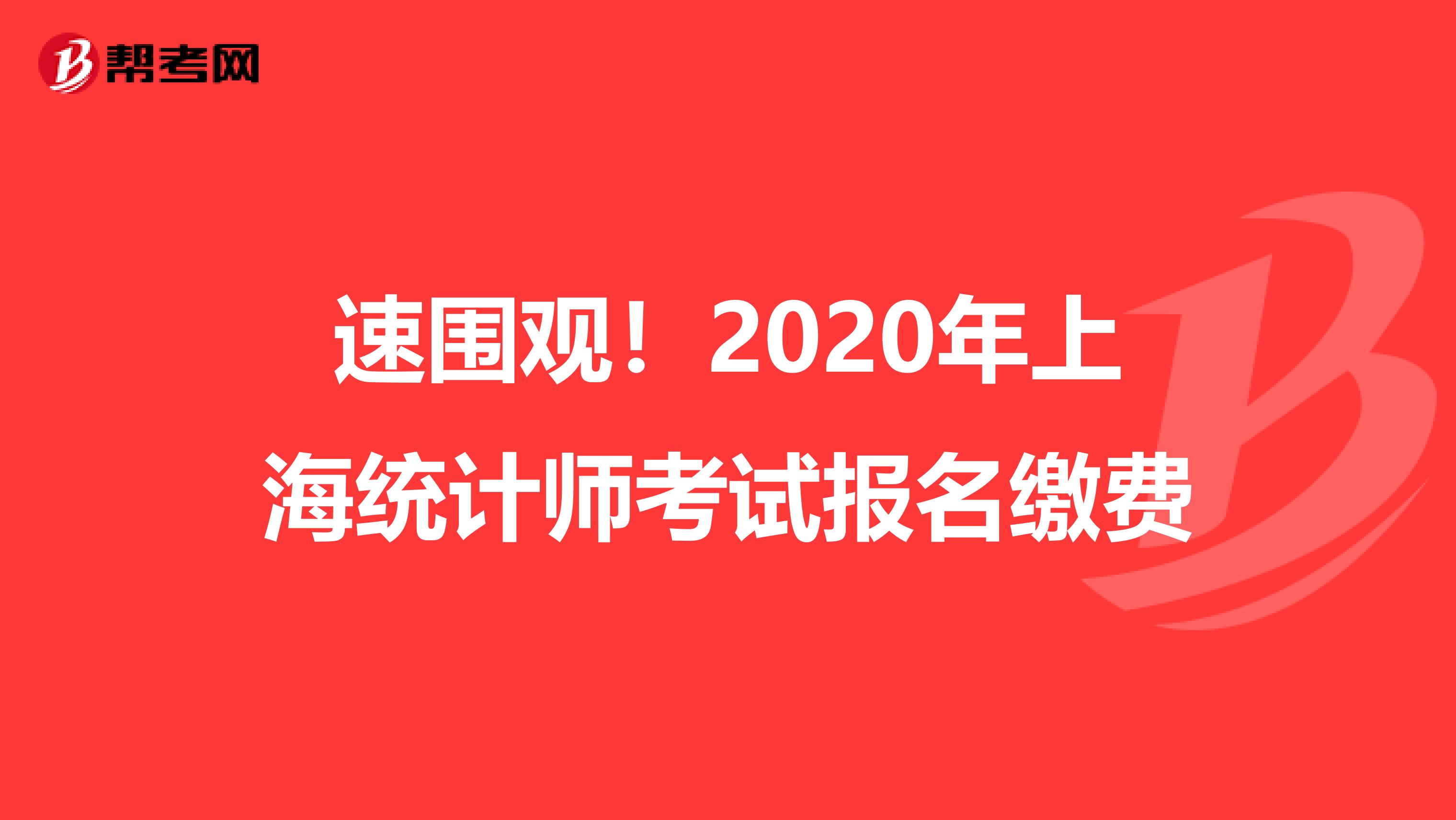 速围观！2020年上海统计师考试报名缴费