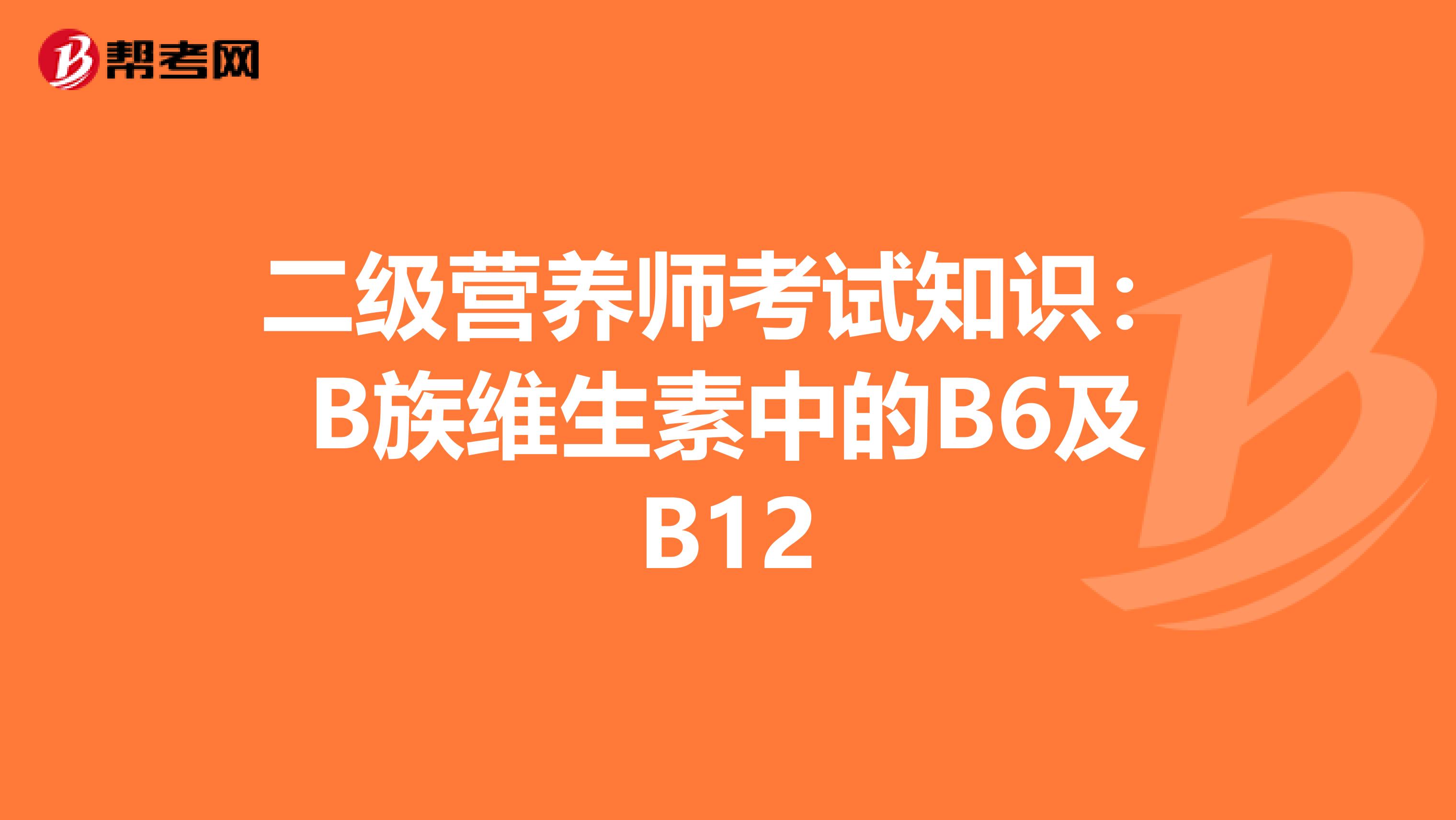 二級營養師考試知識：B族維生素中的B6及B12