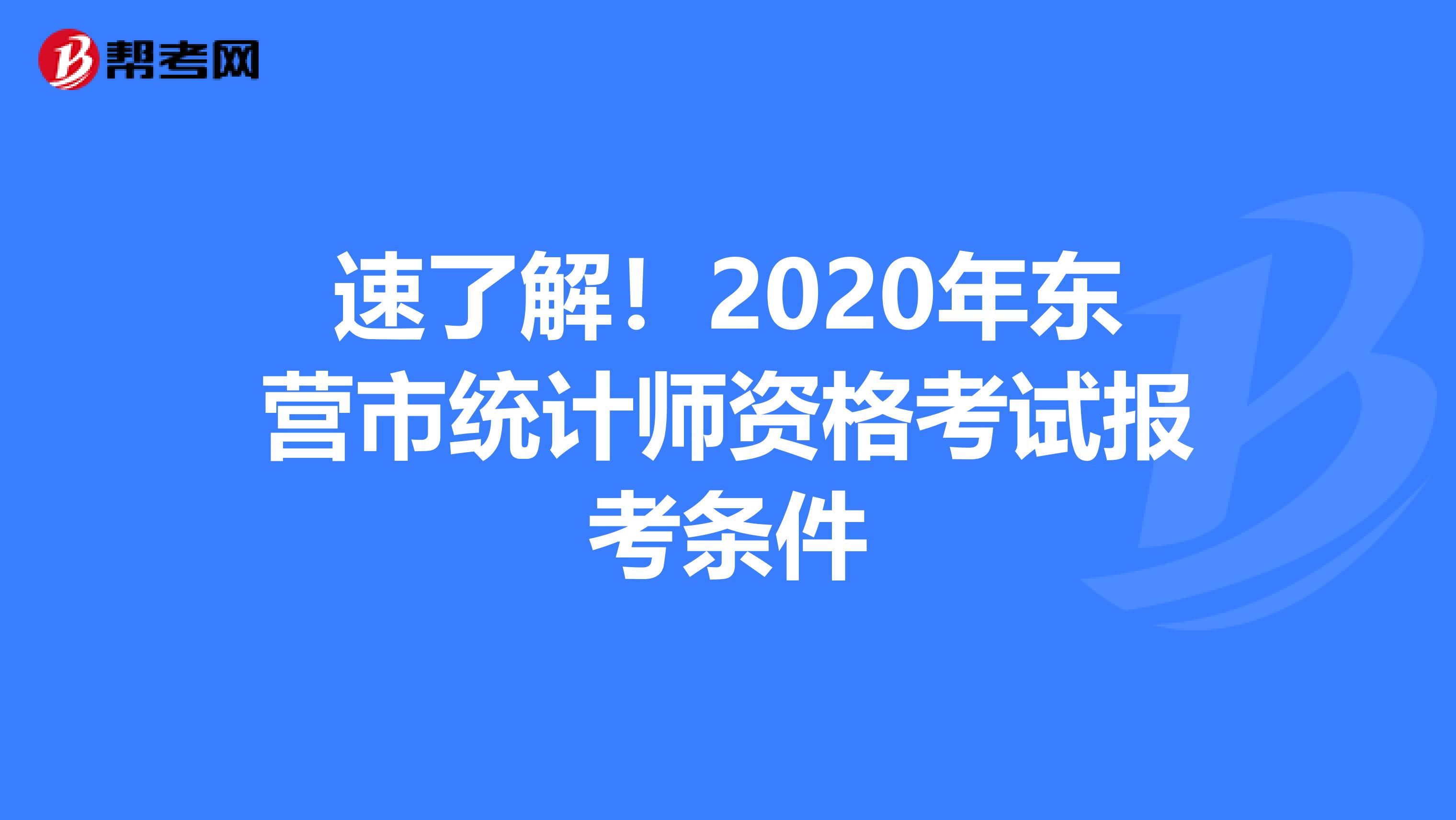 速了解！2020年东营市统计师资格考试报考条件