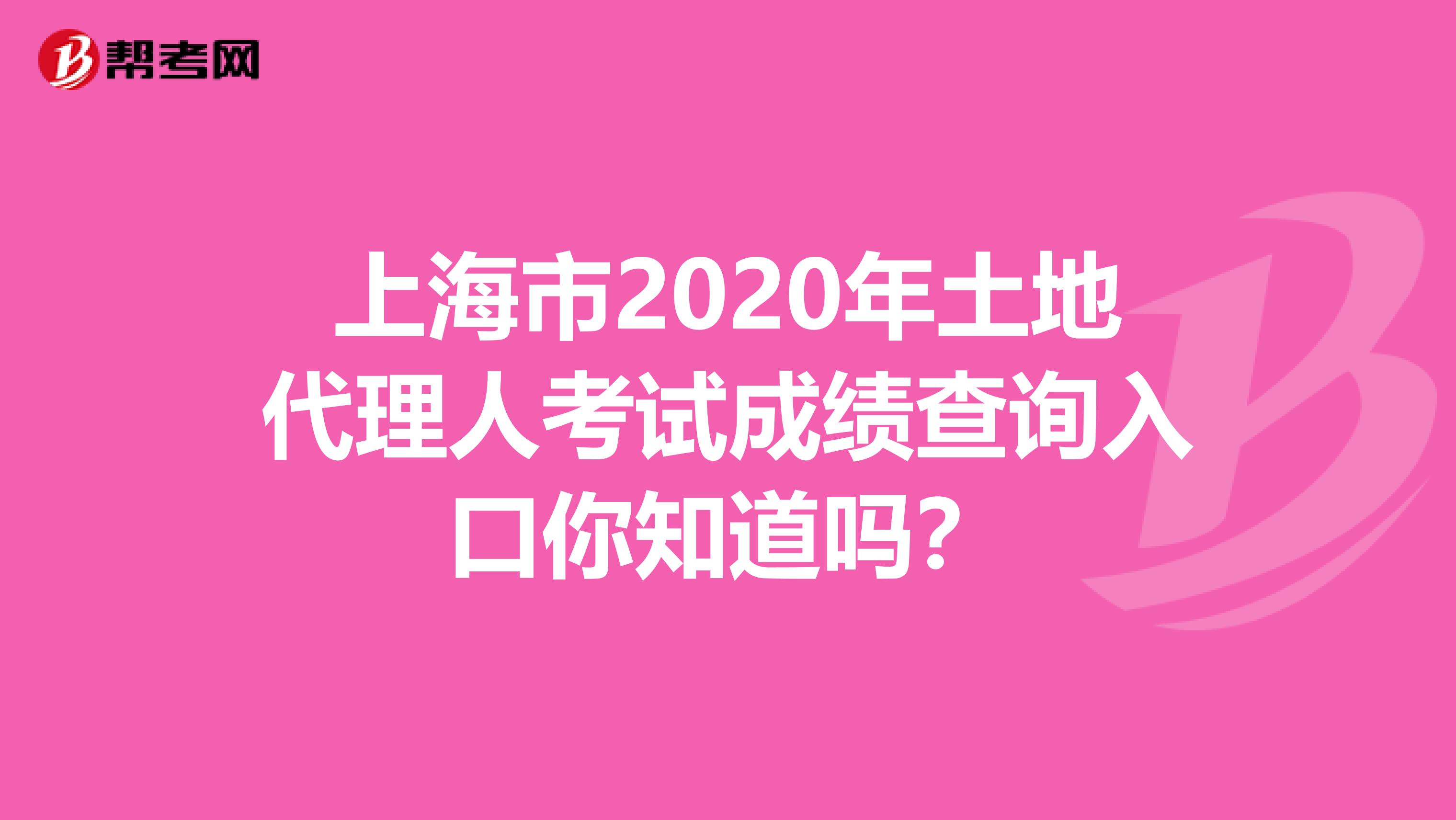 上海市2020年土地代理人考试成绩查询入口你知道吗？