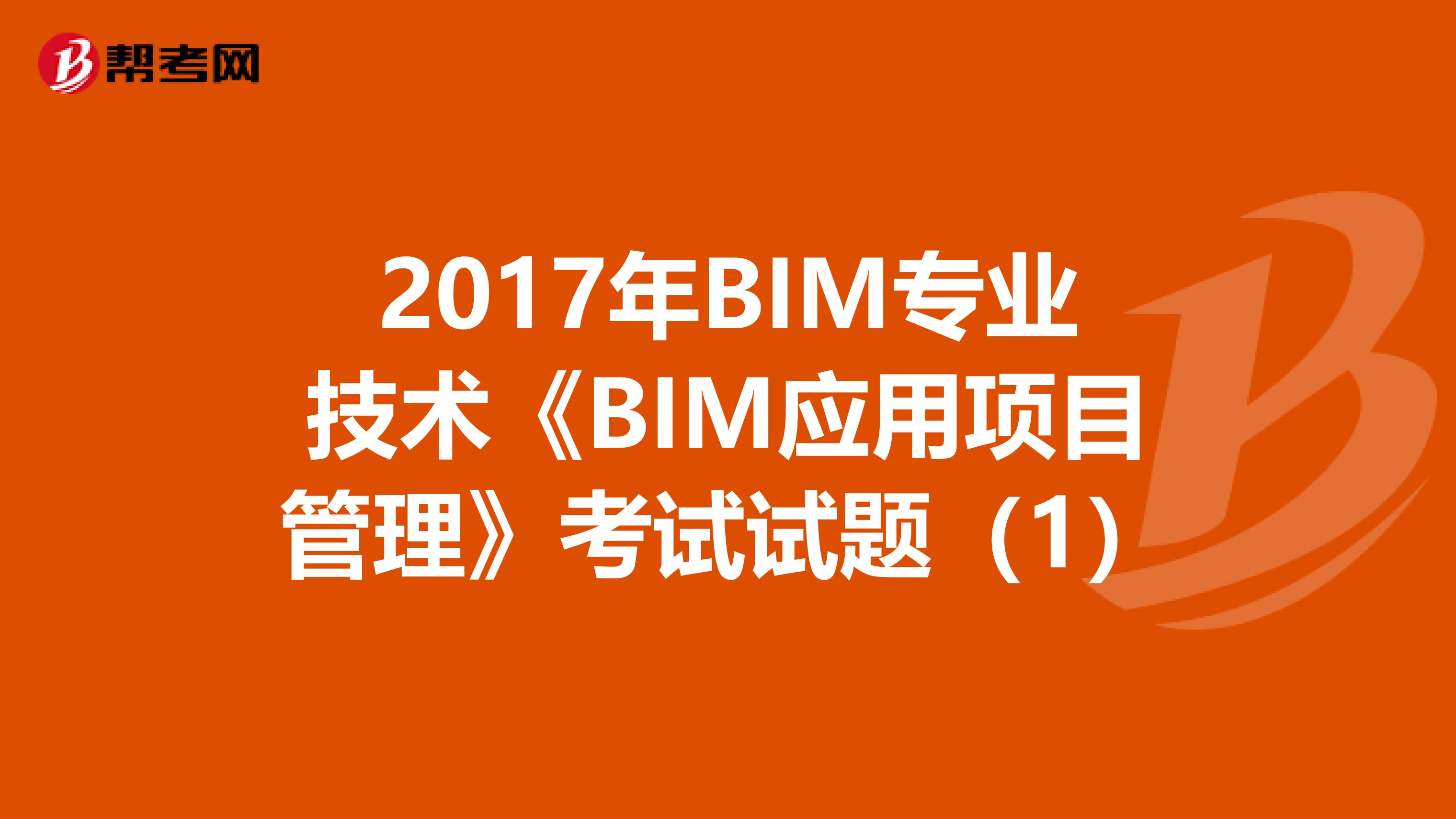 2017年BIM专业技术《BIM应用项目管理》考试试题（1）