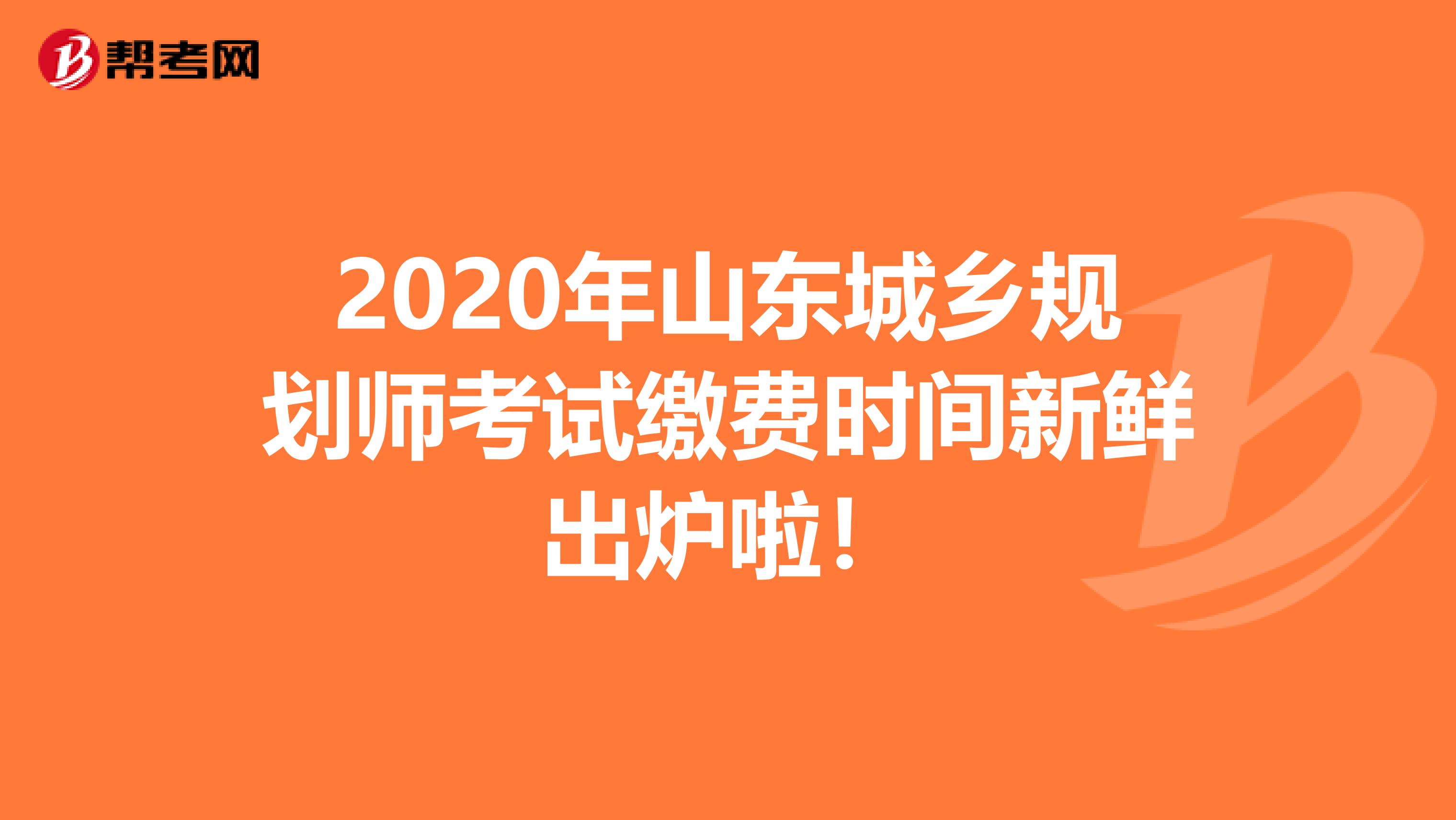 2020年山东城乡规划师考试缴费时间新鲜出炉啦！