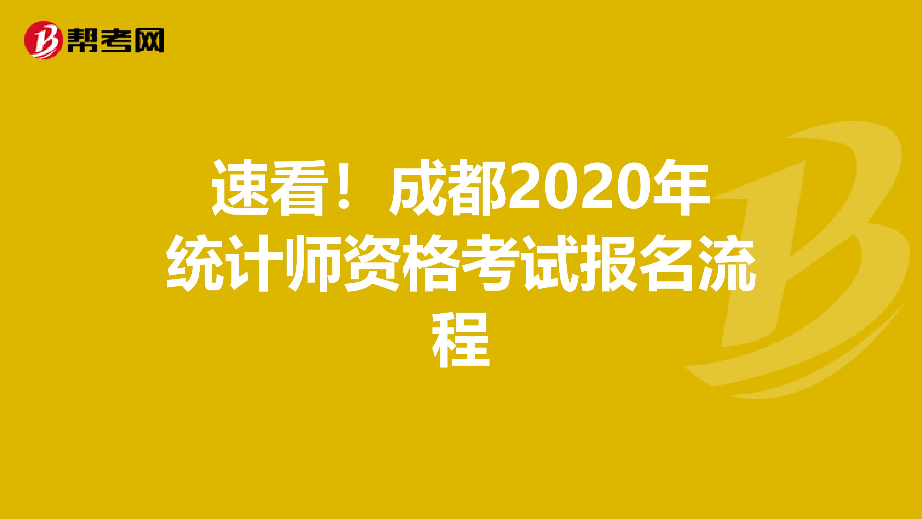 速看！成都2020年统计师资格考试报名流程