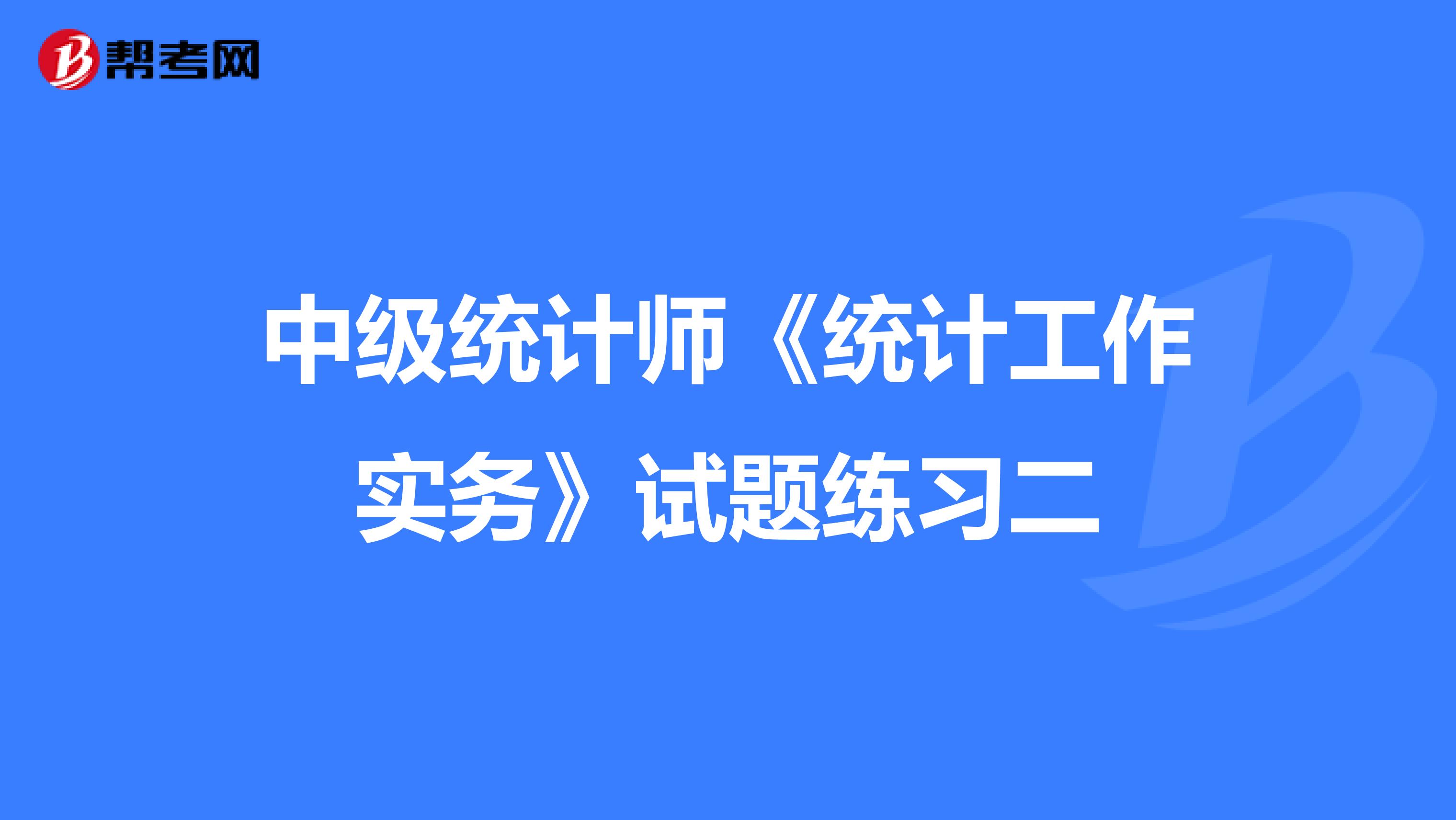 中级统计师《统计工作实务》试题练习二