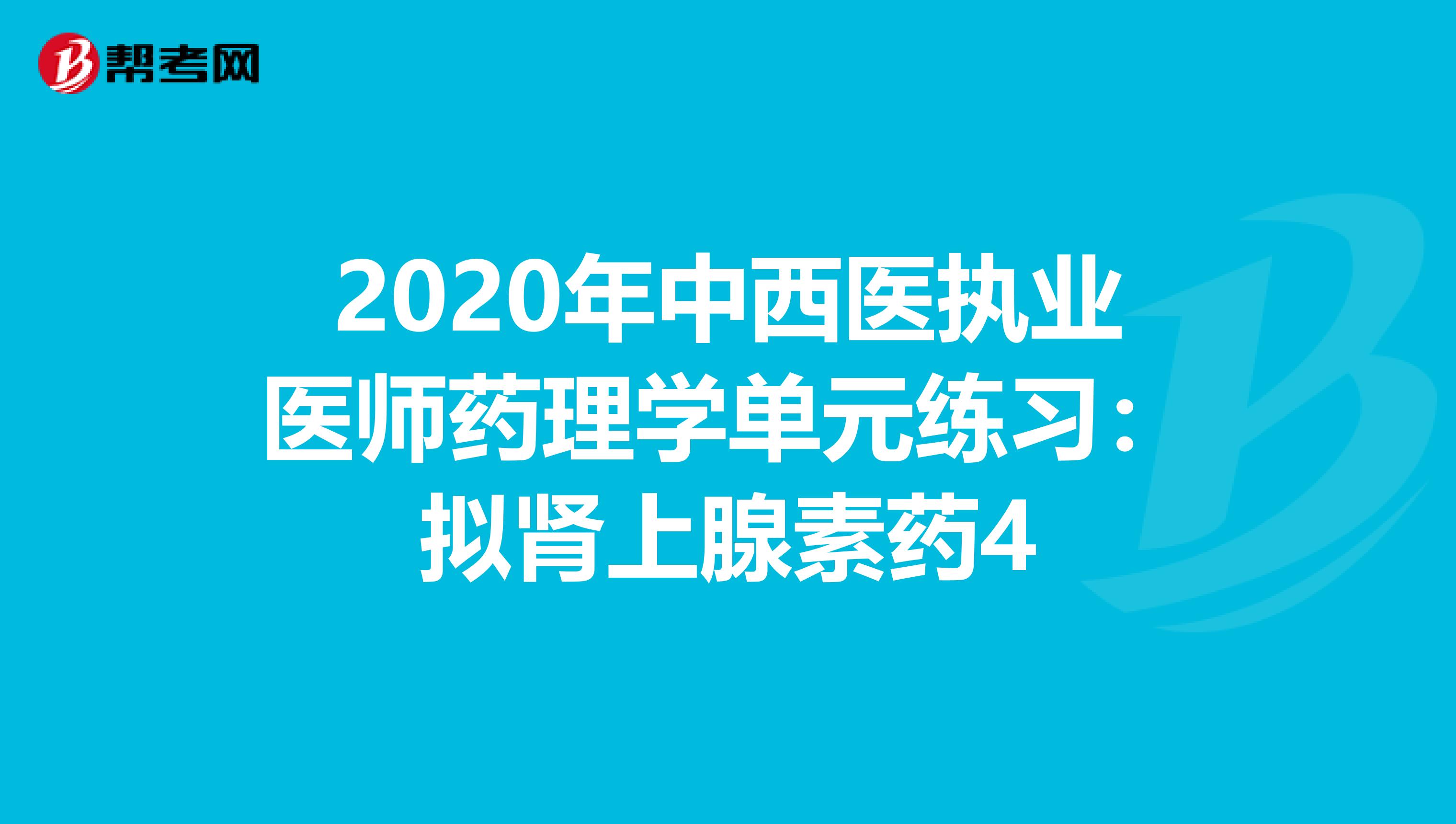 2020年中西医执业医师药理学单元练习：拟肾上腺素药4