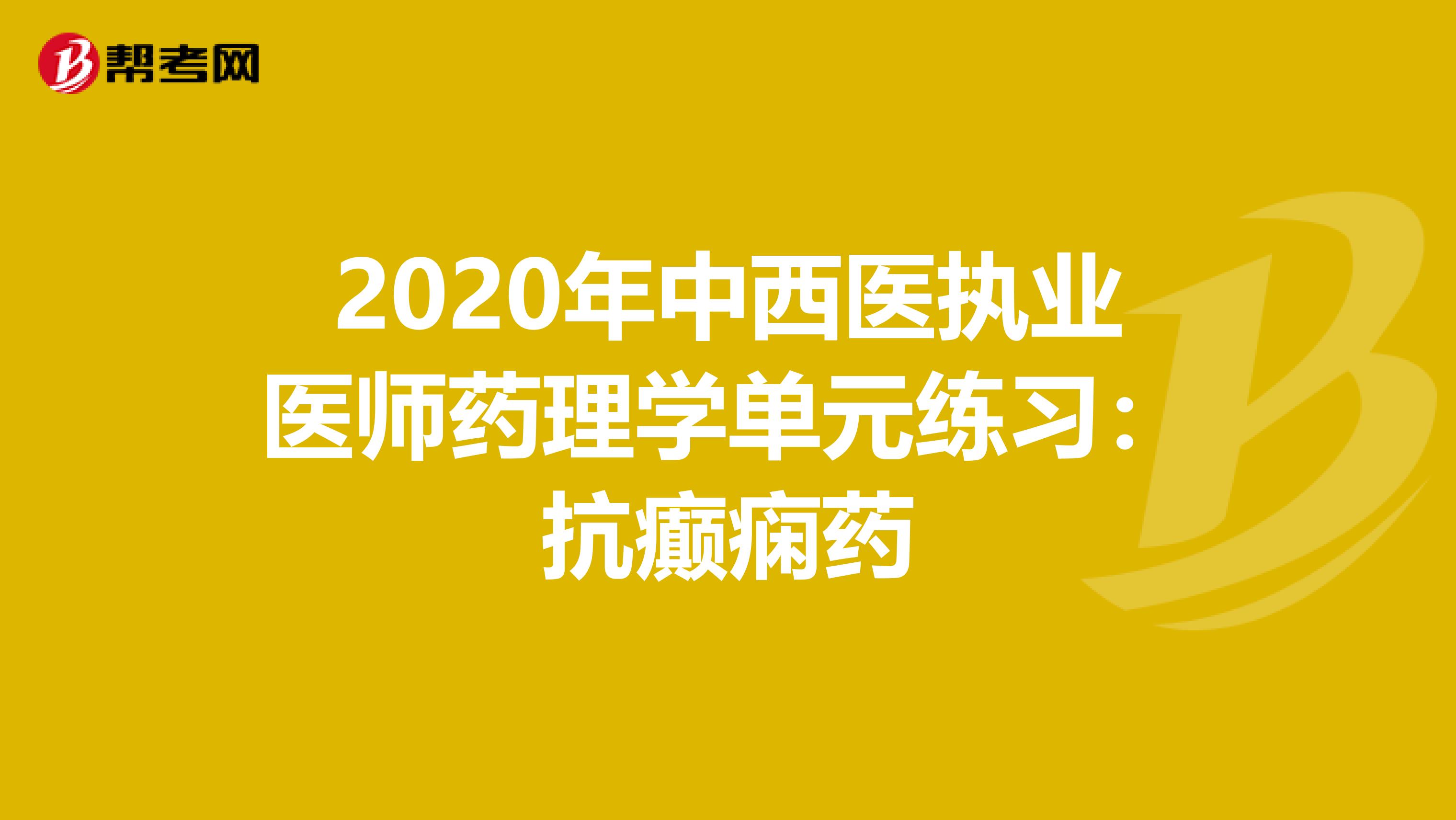 2020年中西医执业医师药理学单元练习：抗癫痫药