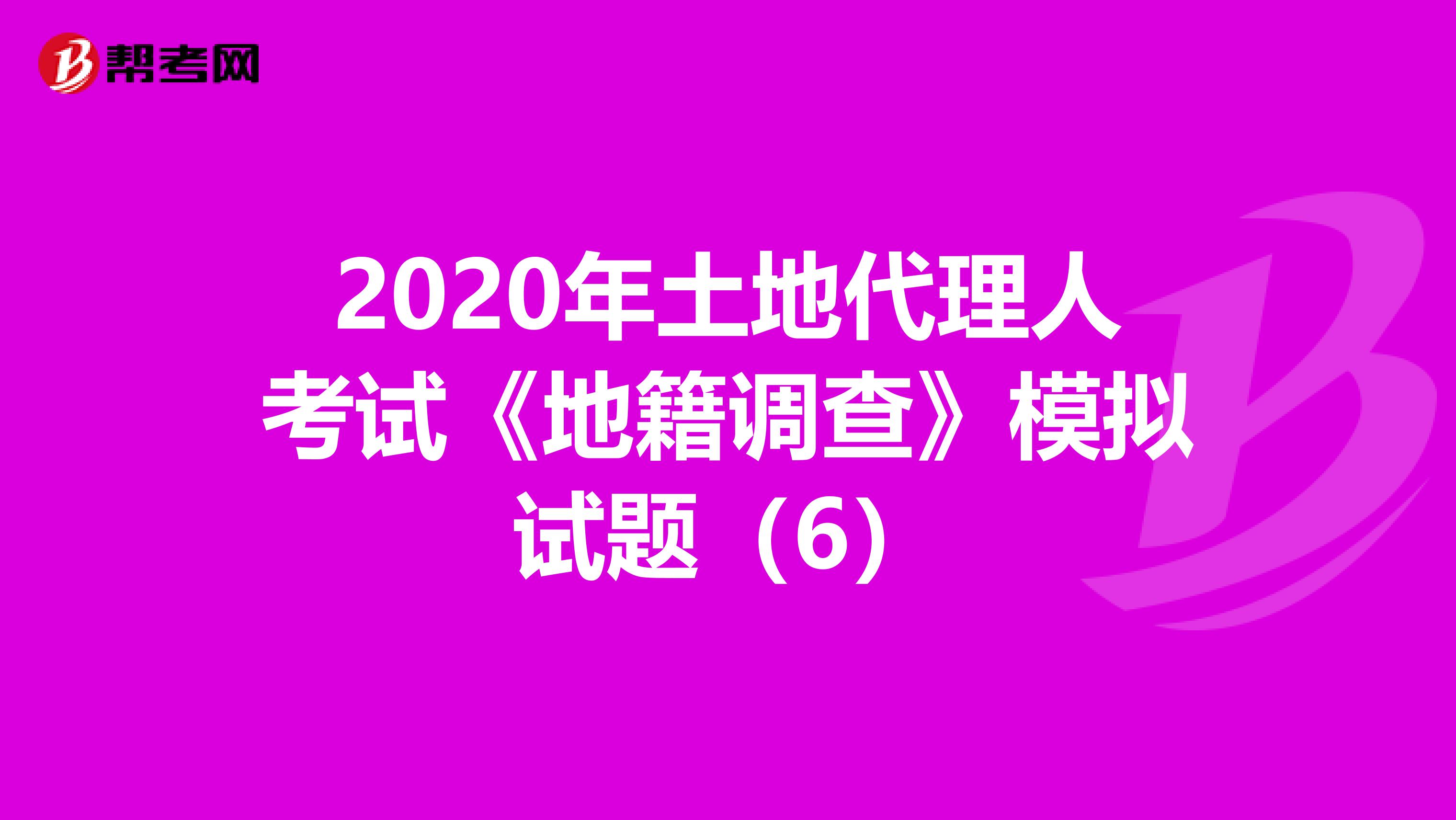 2020年土地代理人考試《地籍調查》模擬試題（6）