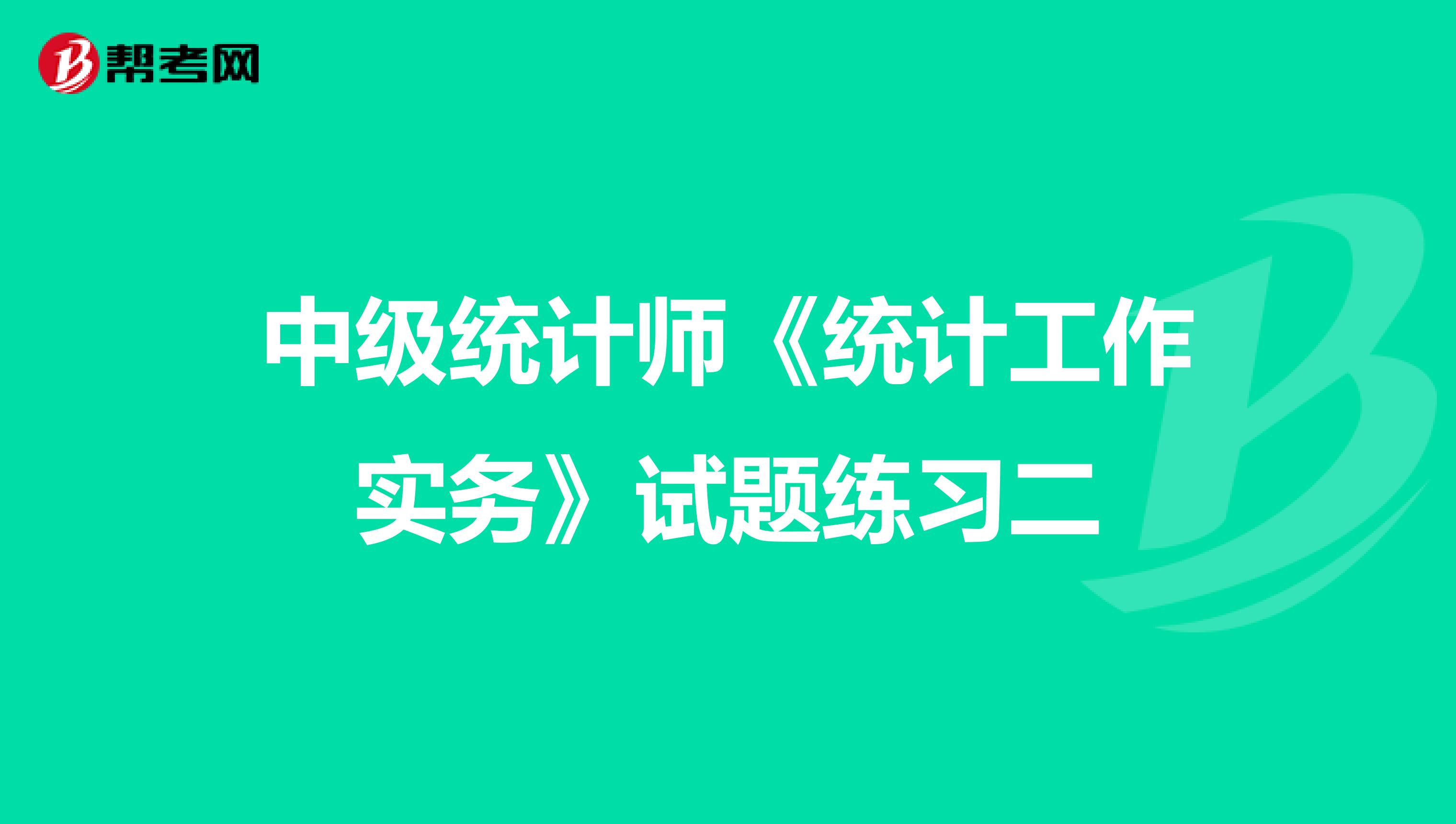 中级统计师《统计工作实务》试题练习二