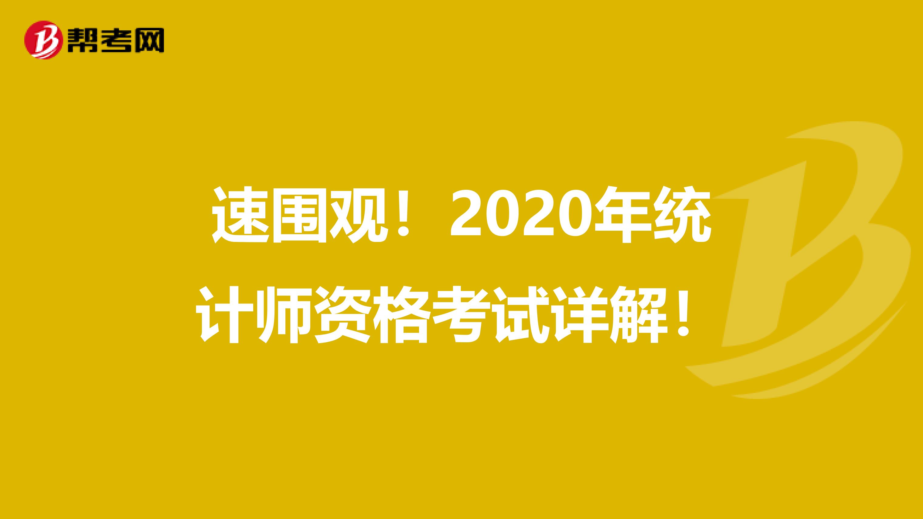 速围观！2020年统计师资格考试详解！