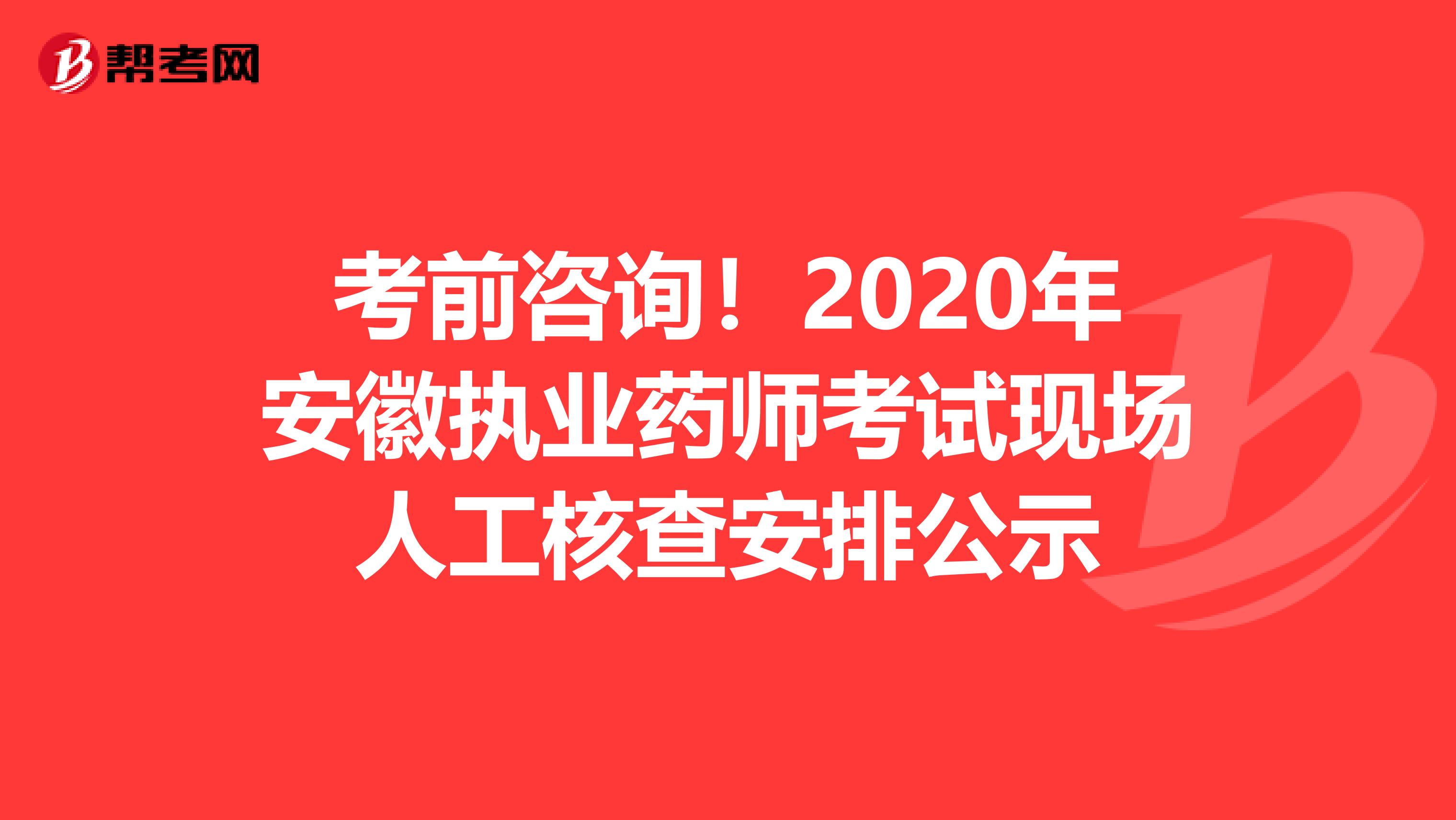 考前咨询！2020年安徽执业药师考试现场人工核查安排公示
